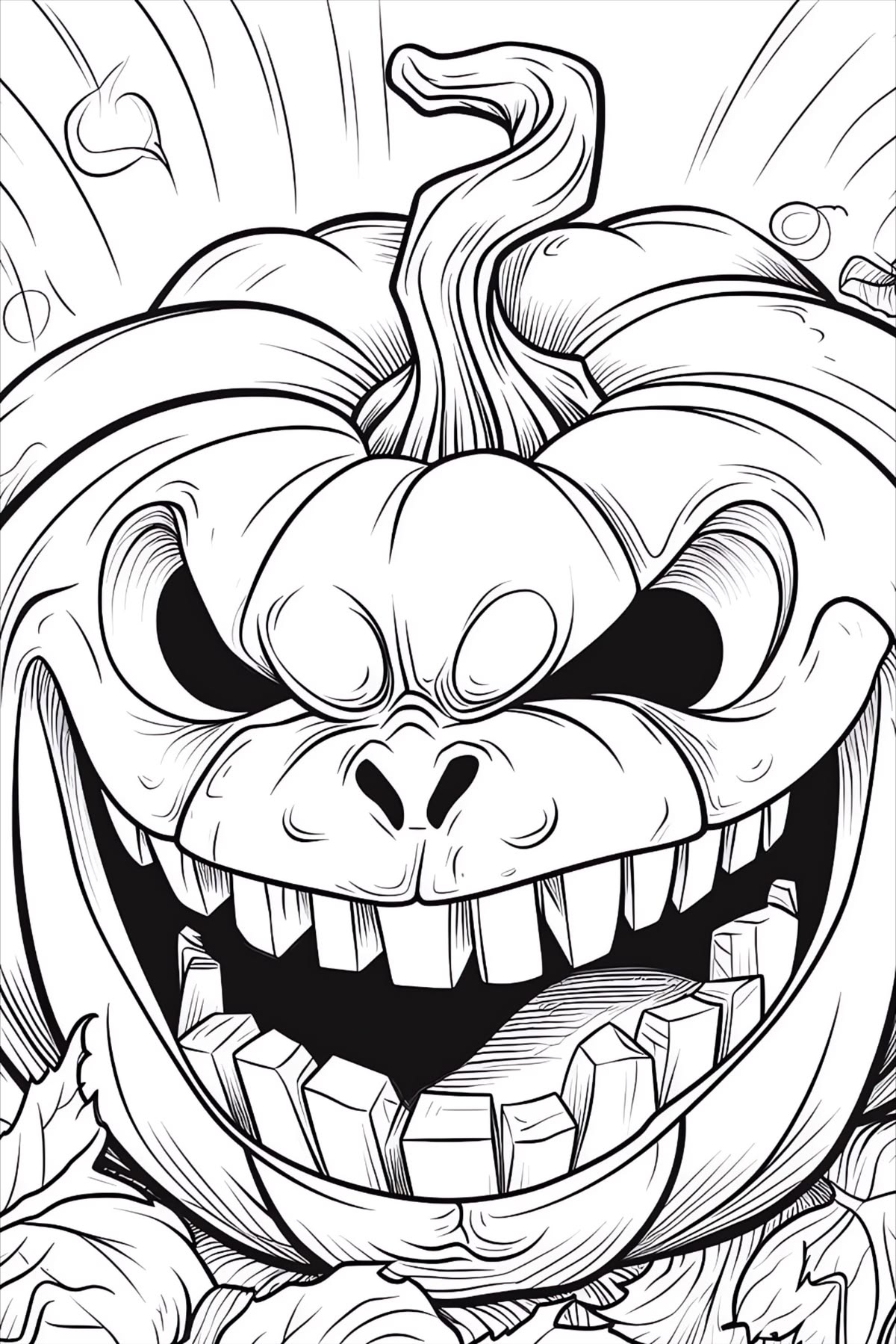 Evil Pumpkin Head Halloween Coloring Page to Celebrate the spooky season.
