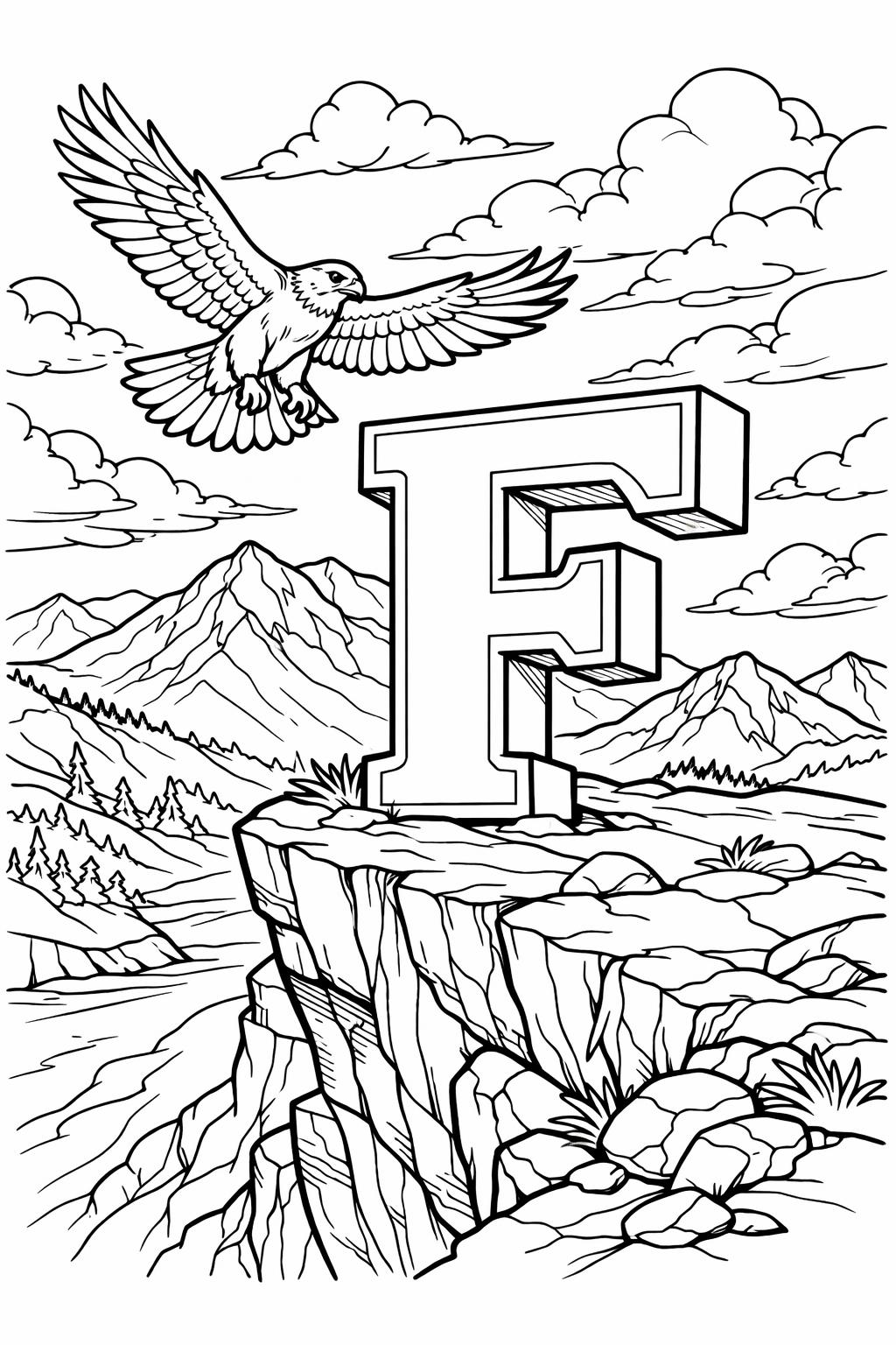 simple letter F coloring page | easy alphabet outline | beginner coloring activity
