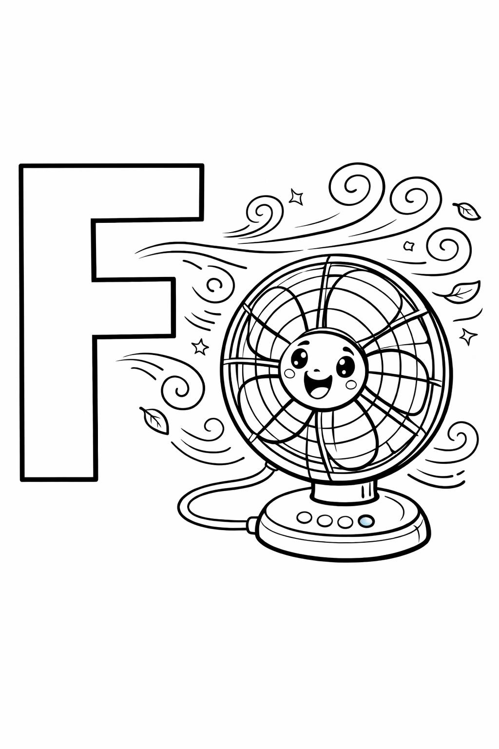 alphabet learning coloring page | letter F practice | educational printable