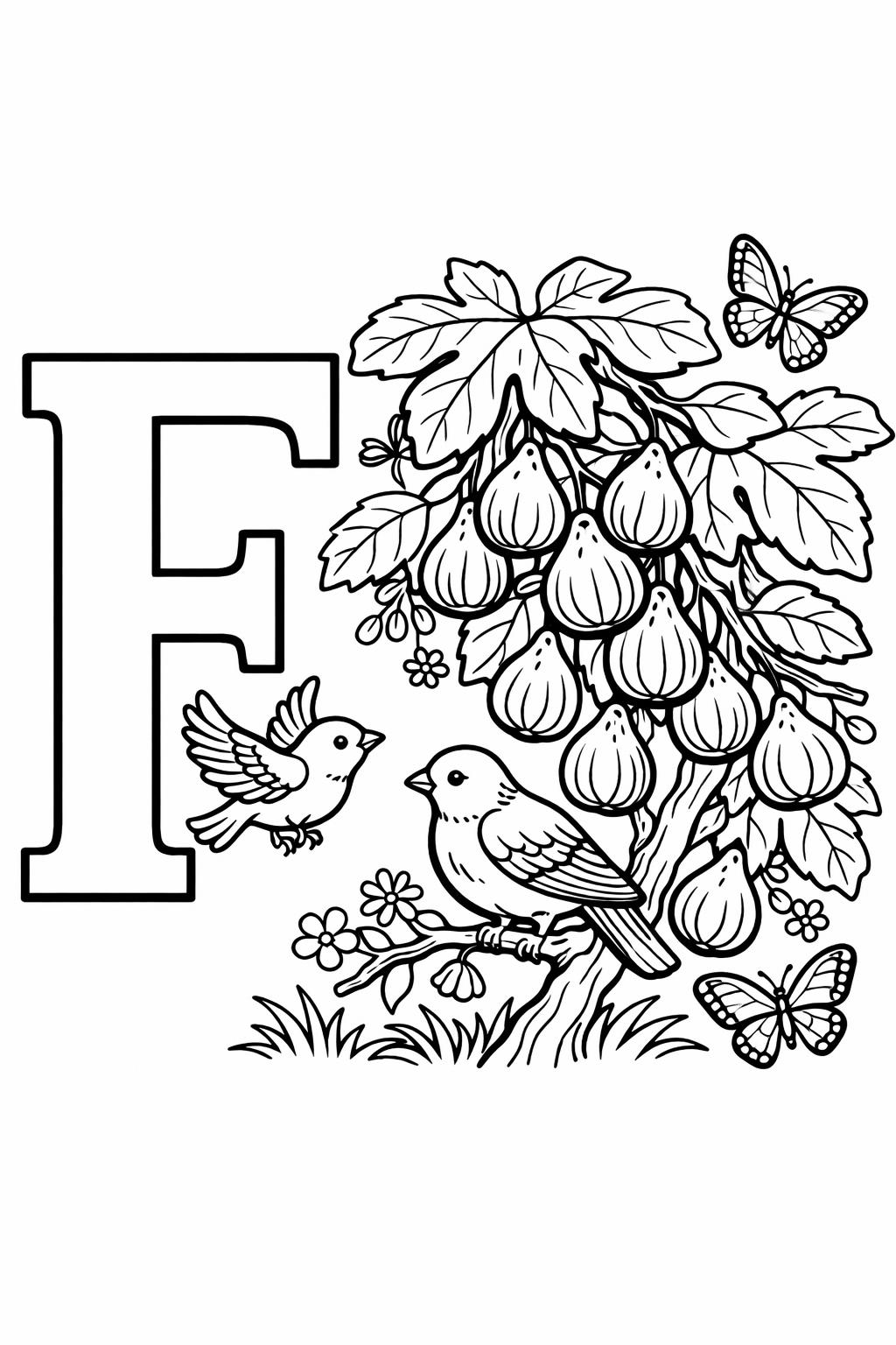 letter F printable coloring page | preschool alphabet worksheet | fun educational printable