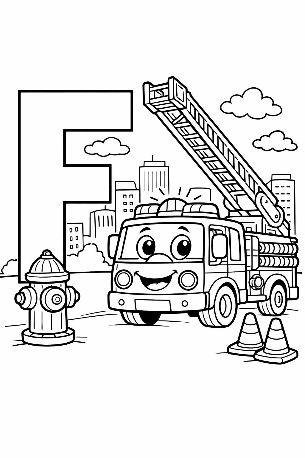 F is for flower coloring page | floral alphabet activity | nature coloring sheet