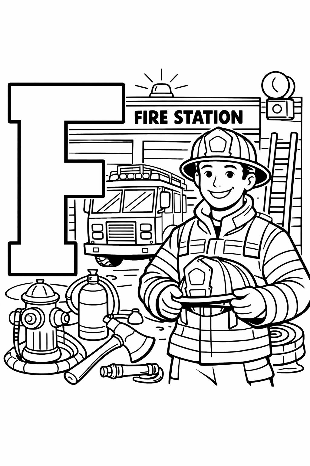 letter F animal coloring page | F is for fox | educational coloring sheet