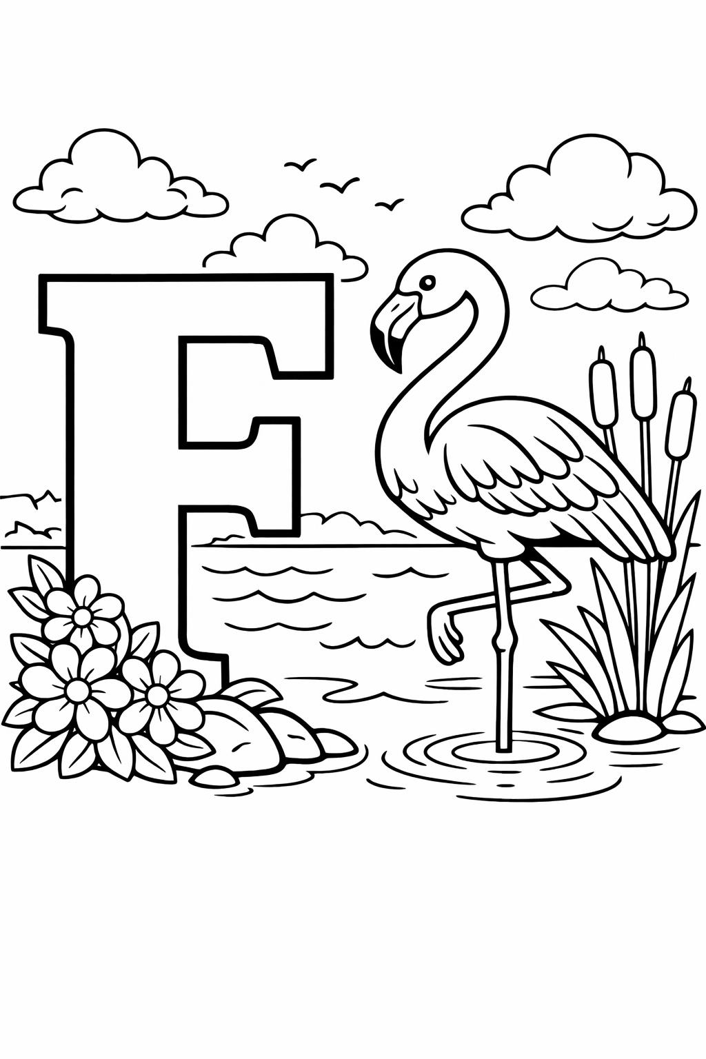 printable letter F coloring page | alphabet themed worksheet | early learning fun