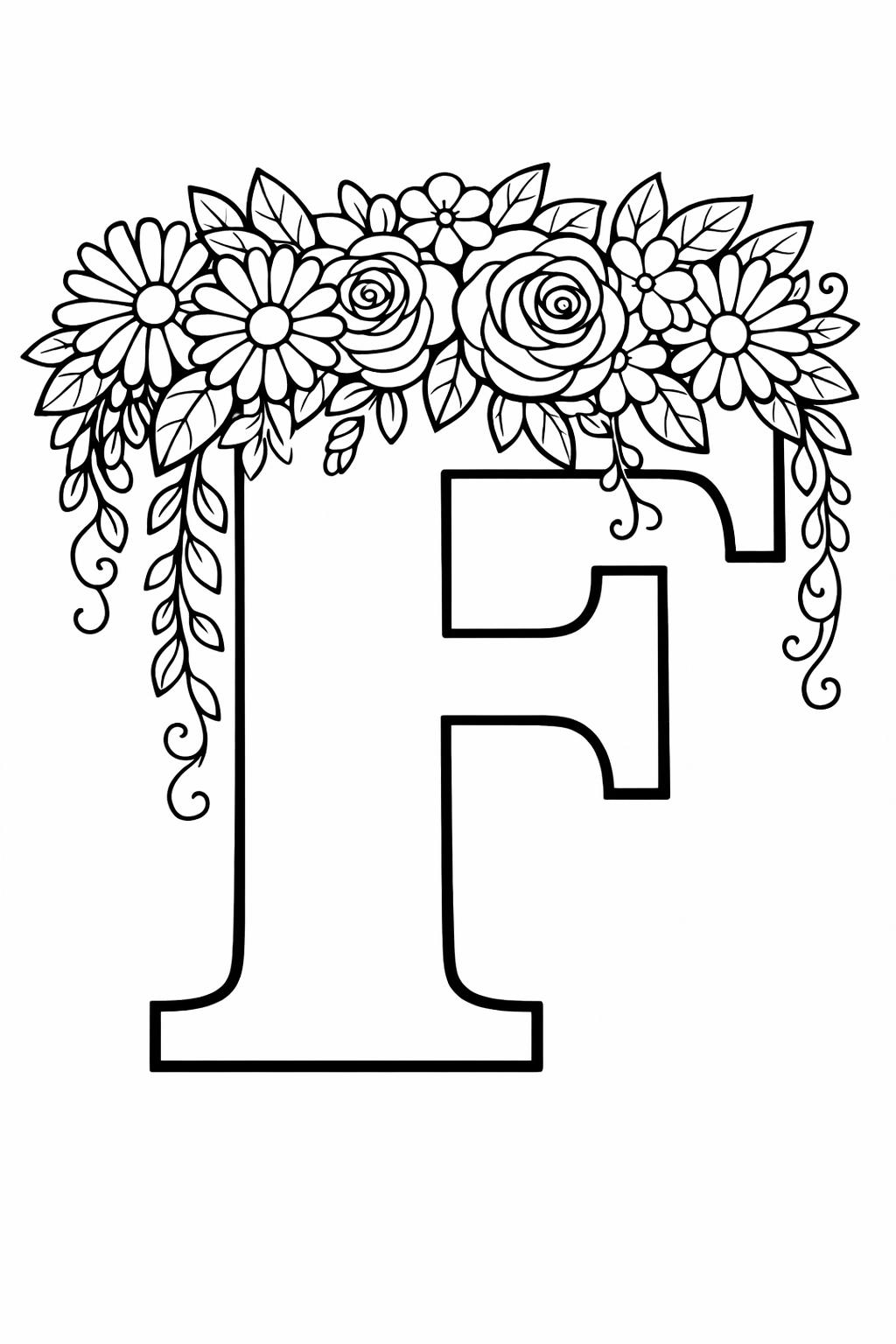 uppercase F coloring page | letter recognition practice | educational coloring sheet
