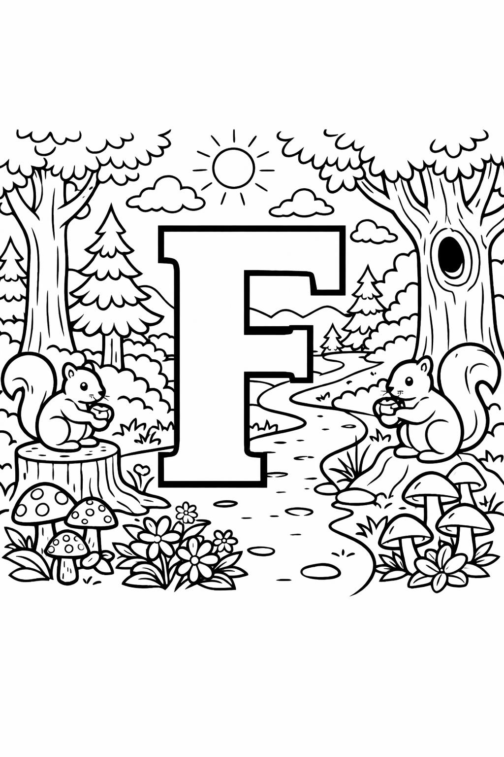 alphabet F coloring page | beginner reading activity | printable learning page
