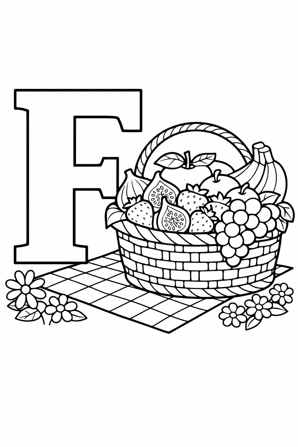 letter F doodle coloring page | creative alphabet artwork | printable kids activity