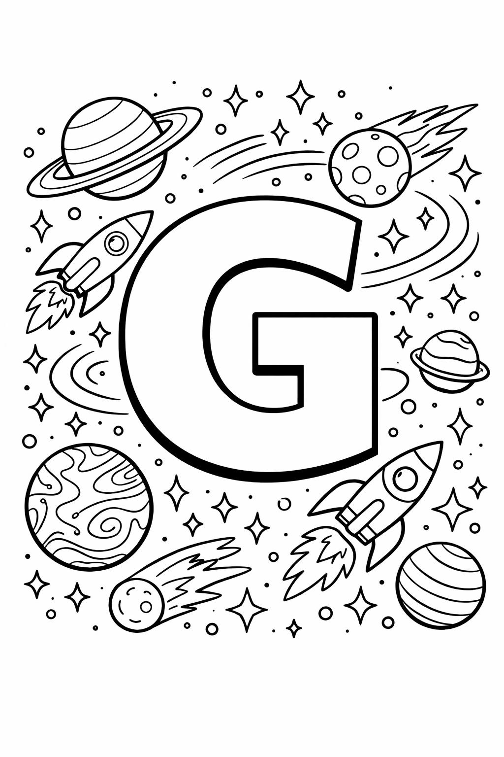 lowercase g coloring page | early literacy activity | fun alphabet page