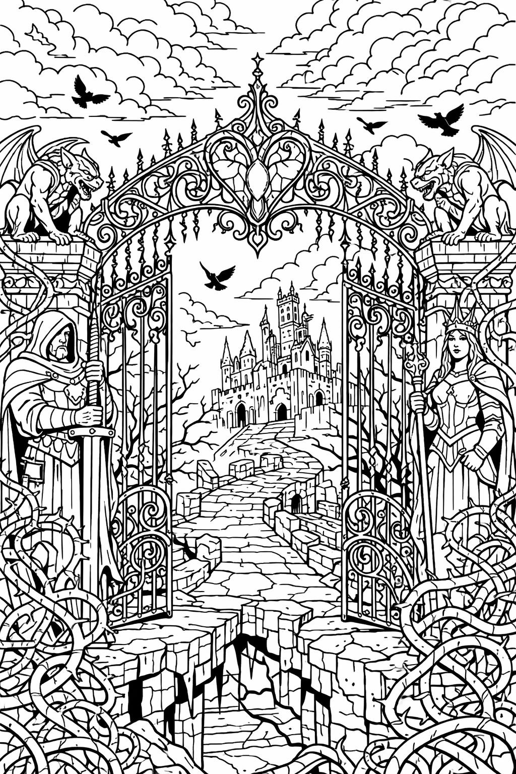 nightmare creature coloring page | terrifying monster artwork | horror coloring sheet