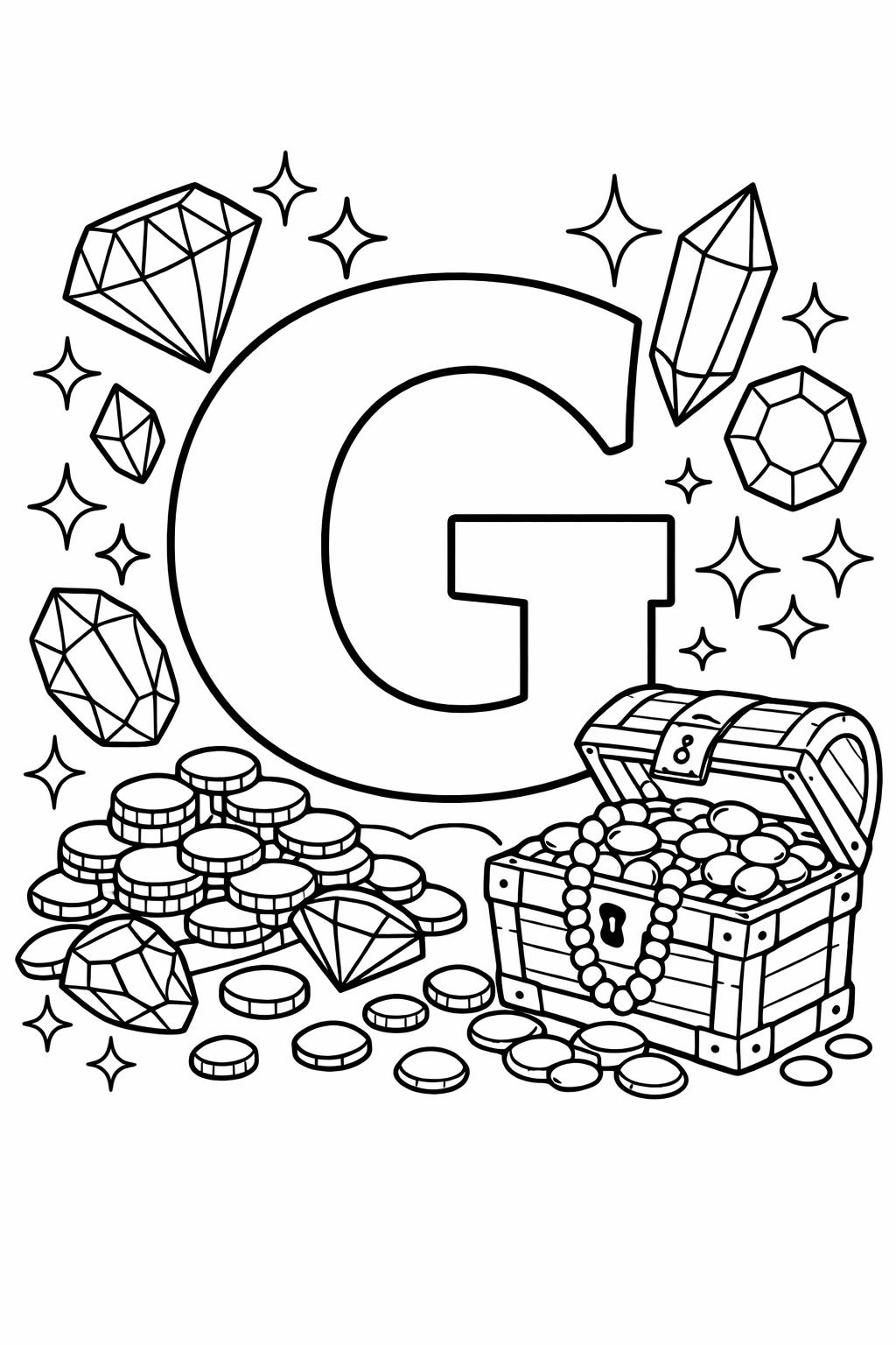 letter G doodle coloring page | creative alphabet artwork | printable kids activity