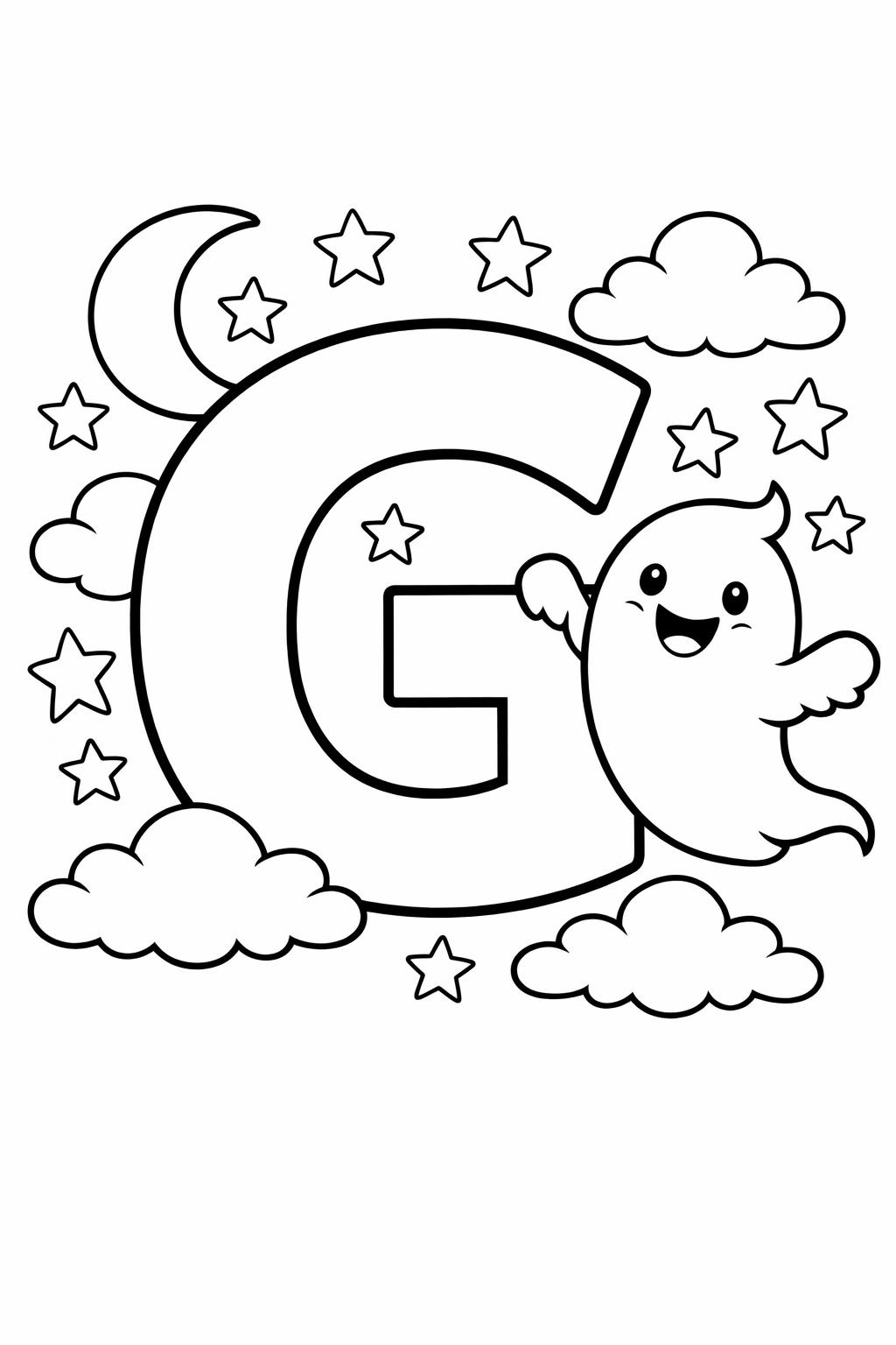 letter G objects page | words that start with G | educational coloring sheet
