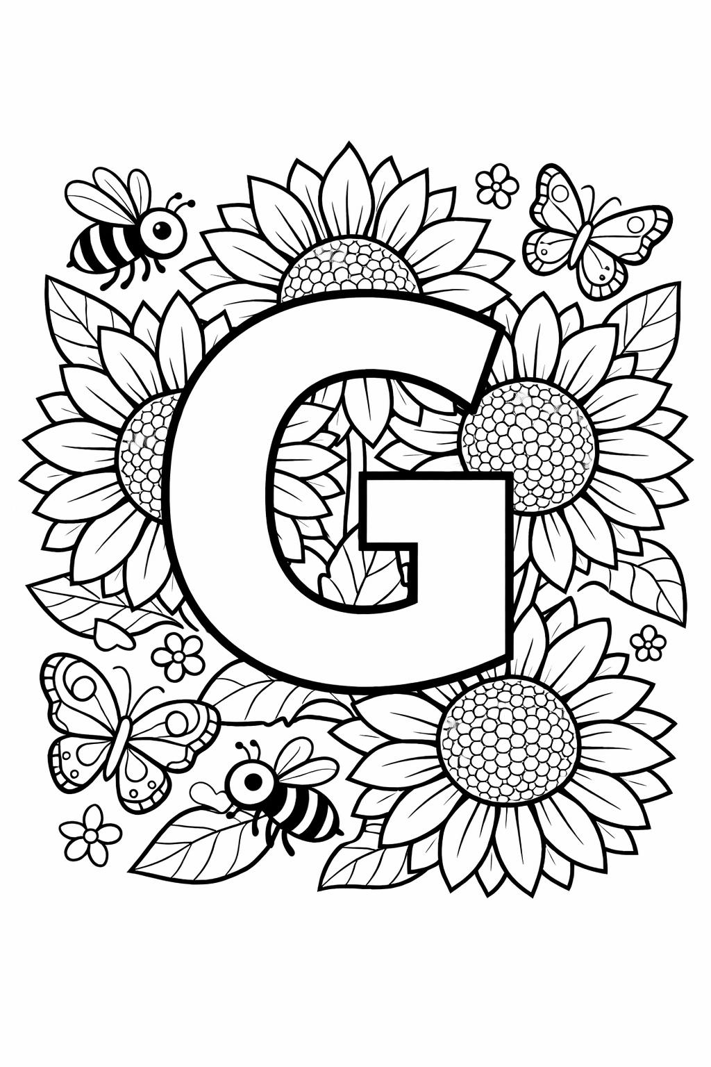 uppercase G coloring page | letter recognition practice | educational coloring sheet