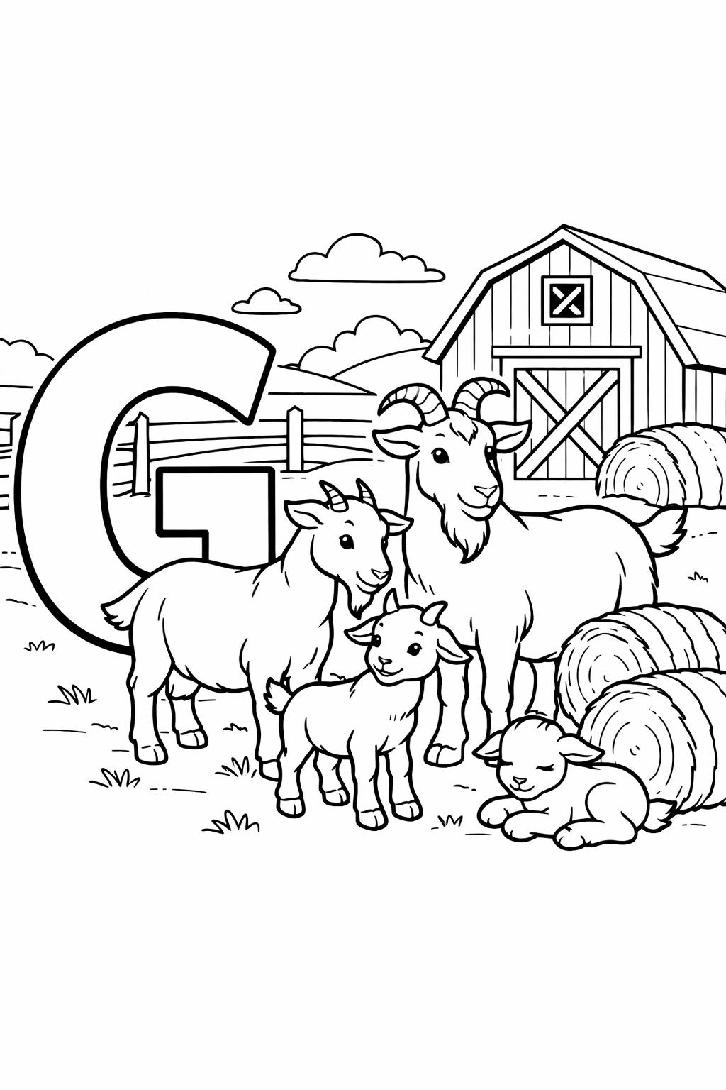 alphabet G coloring page | beginner reading activity | printable learning page