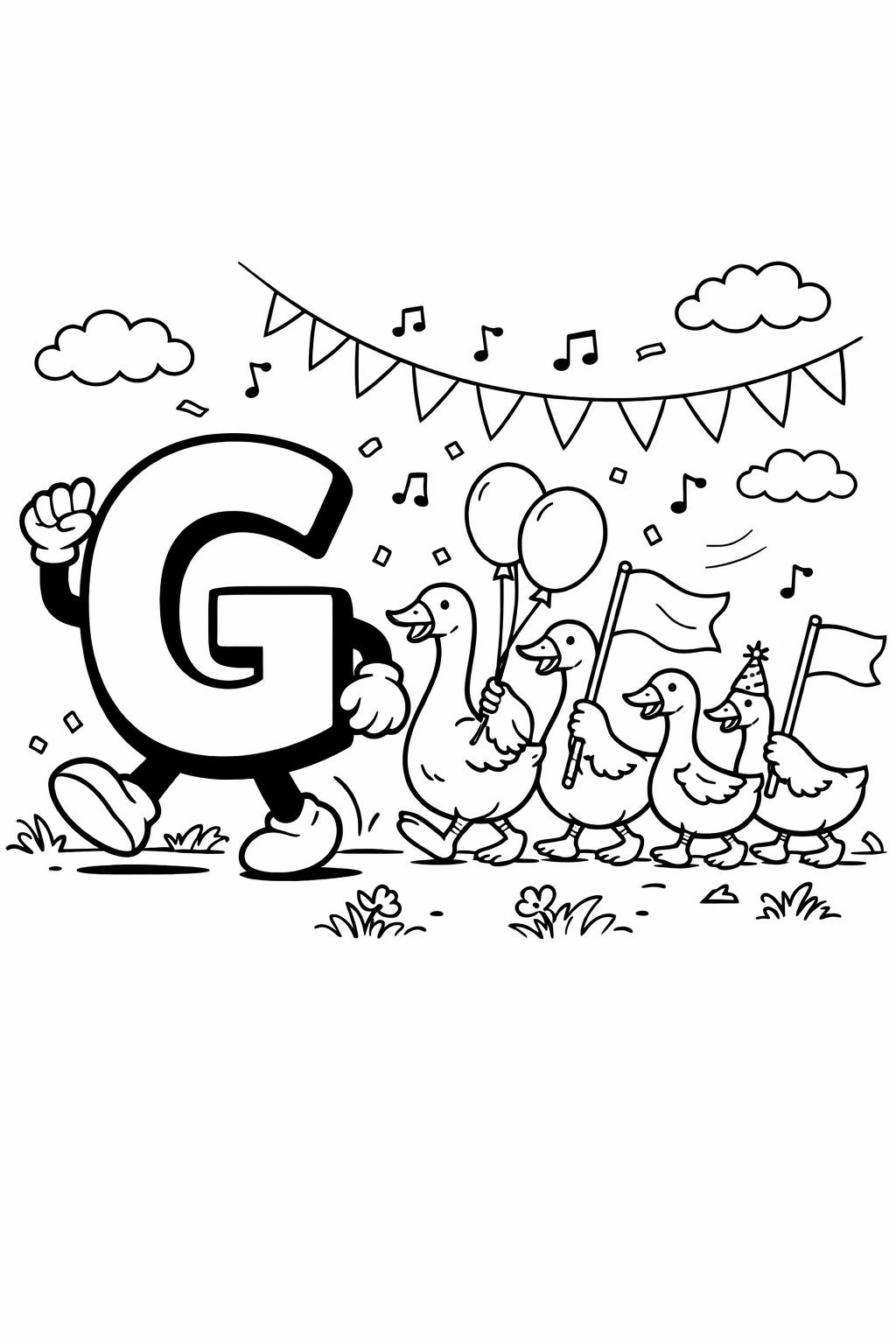 letter G printable coloring page | preschool alphabet worksheet | fun educational printable