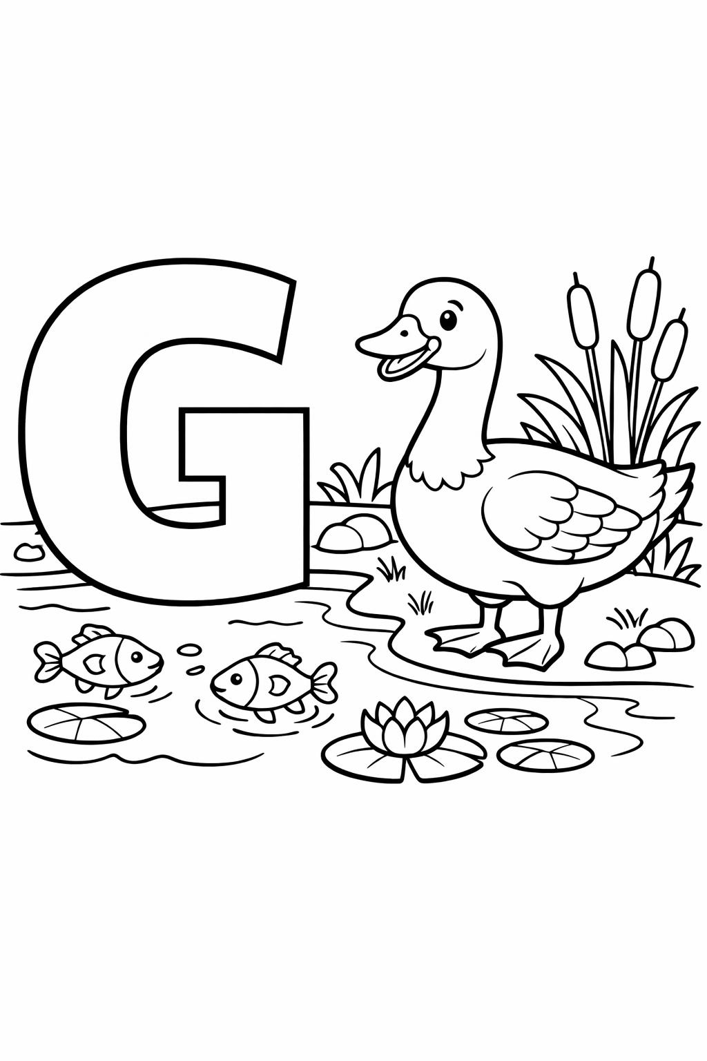 large letter G coloring page | bold alphabet design | preschool activity sheet