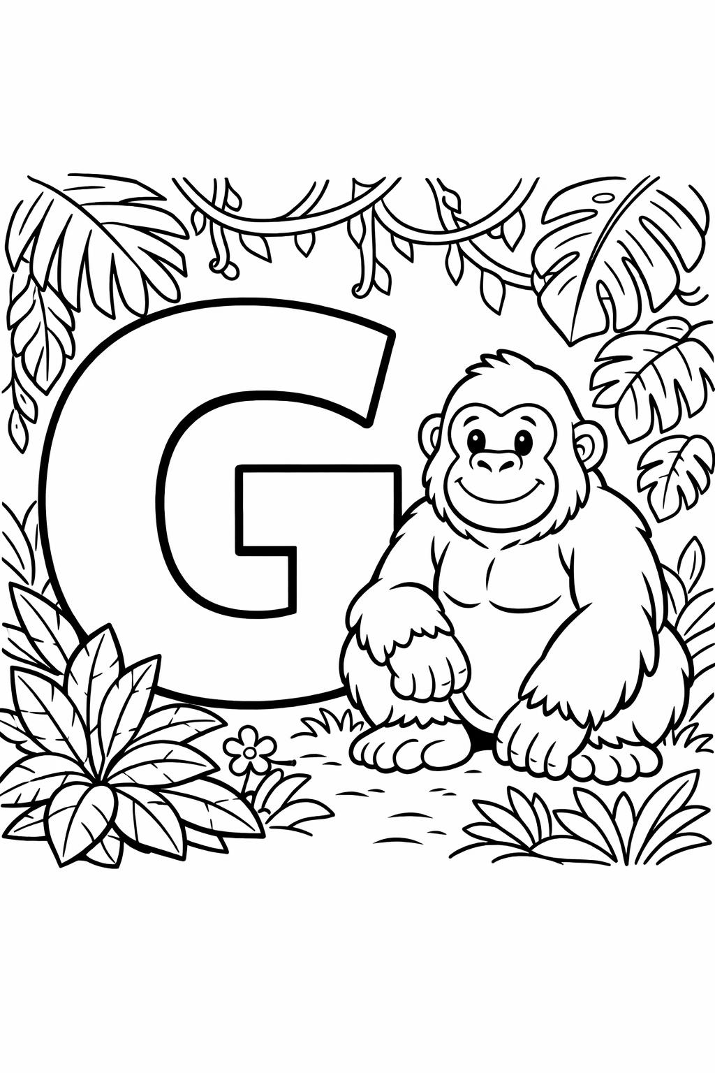 G is for gift coloring page | present themed alphabet | educational printable
