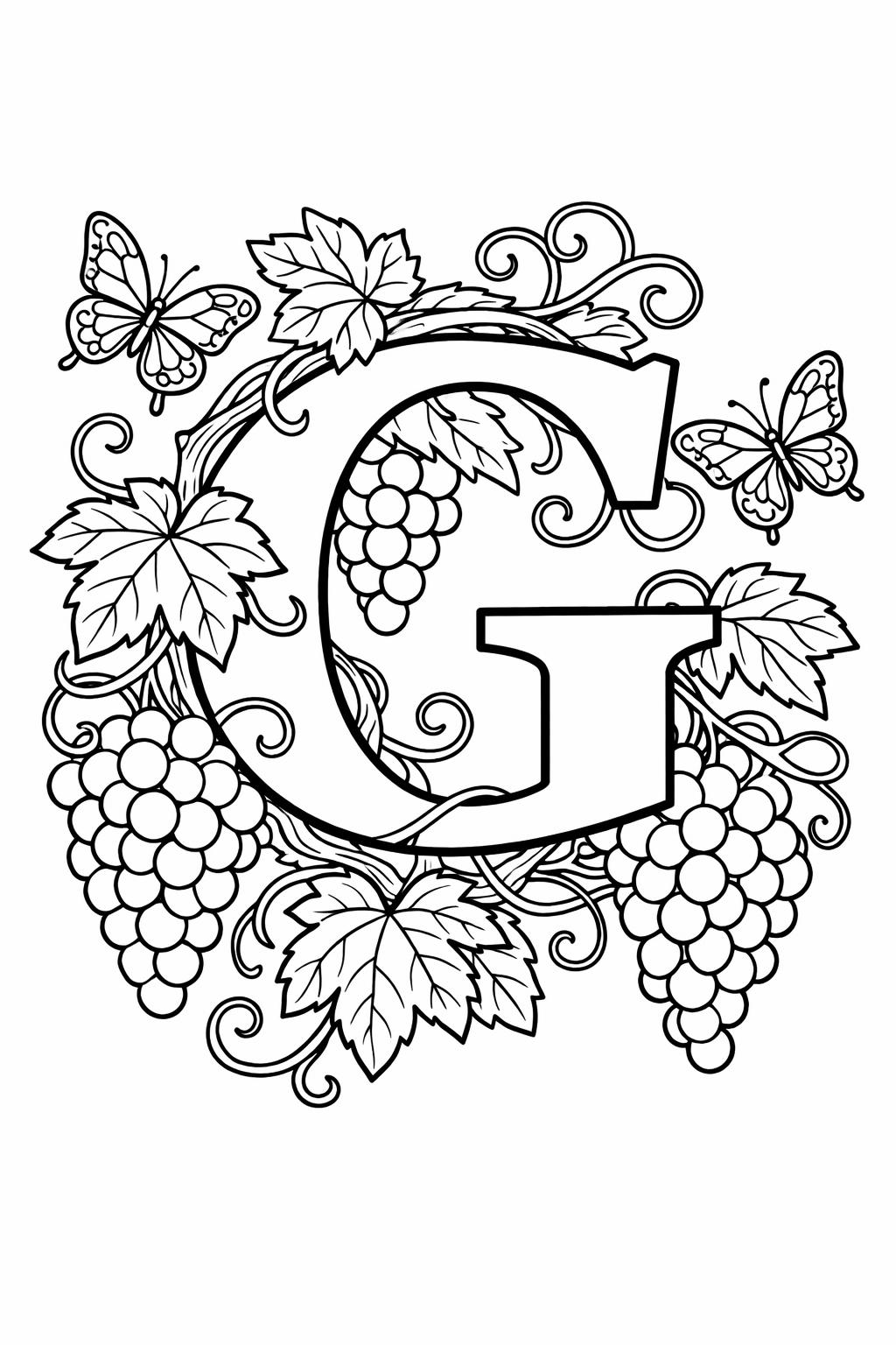 printable letter G coloring page | alphabet themed worksheet | early learning fun