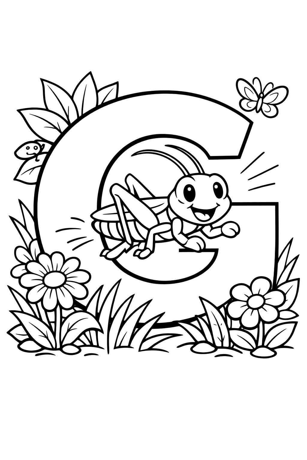 alphabet learning coloring page | letter G practice | educational printable