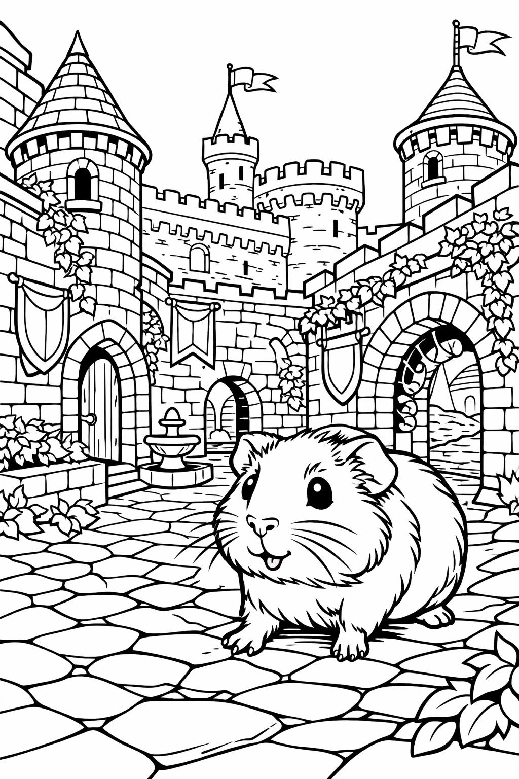guinea pig doodle coloring page | playful pet sketches | creative coloring sheet