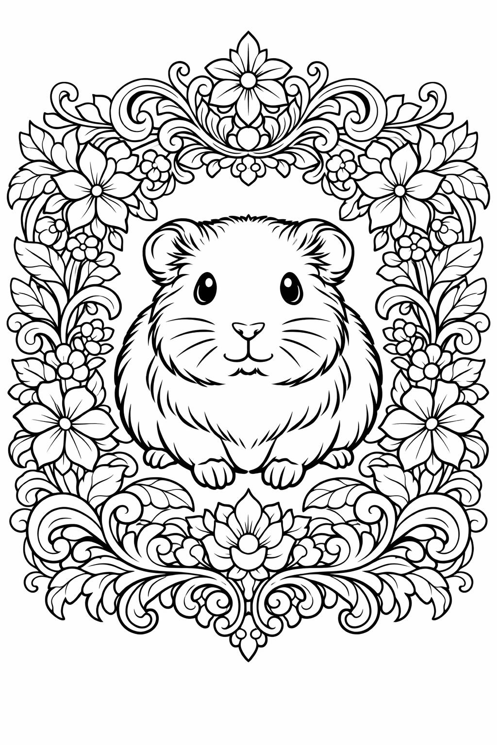baby guinea pig coloring page | sweet guinea pig illustration | cute animal page