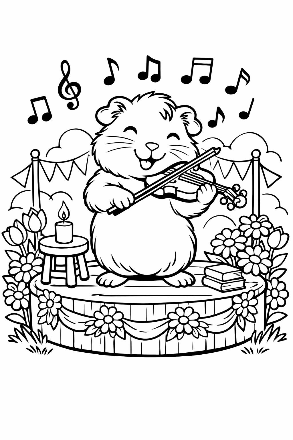 guinea pig portrait coloring page | detailed pet face | artistic animal artwork