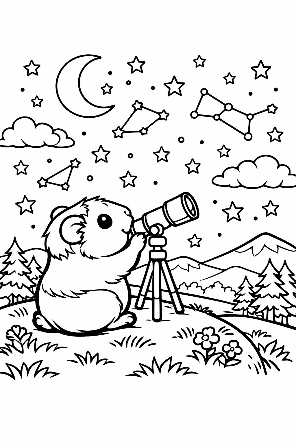 cute guinea pig coloring page | adorable pet design | playful coloring artwork