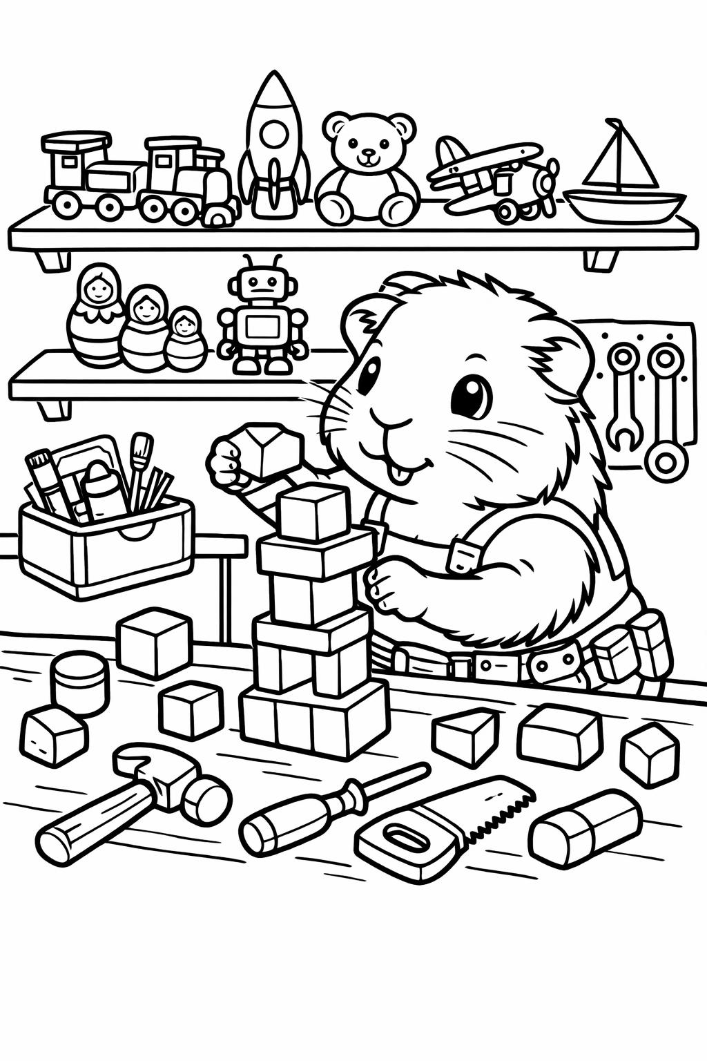 kawaii guinea pig coloring page | adorable cartoon pet | cheerful coloring page