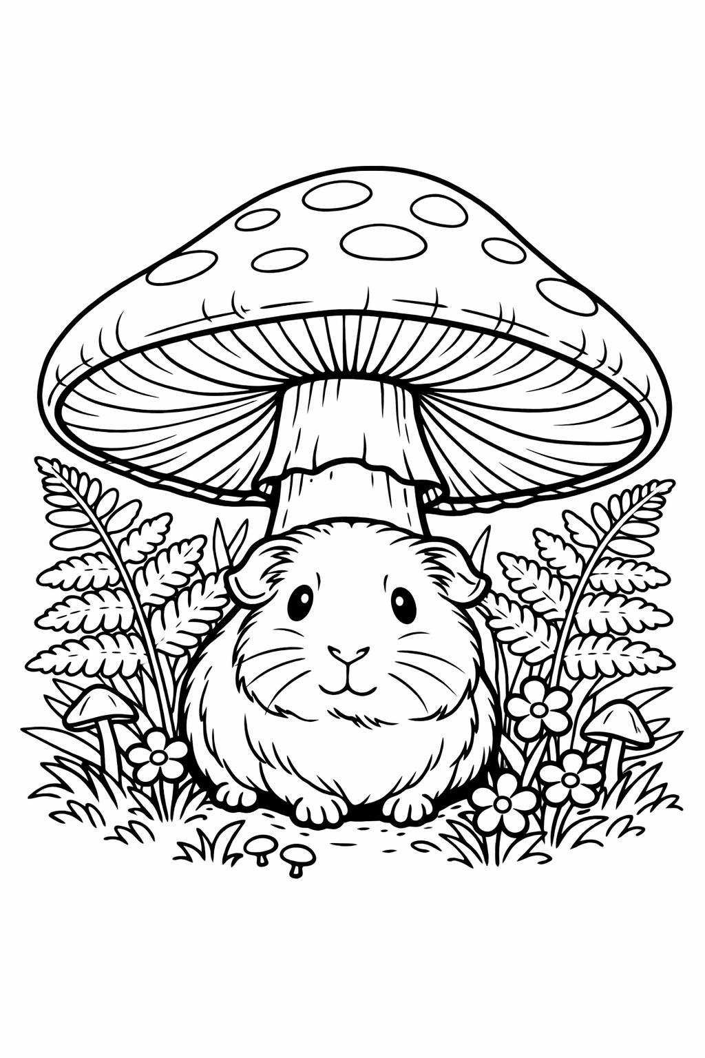 fluffy guinea pig coloring page | long haired guinea pig | detailed animal illustration