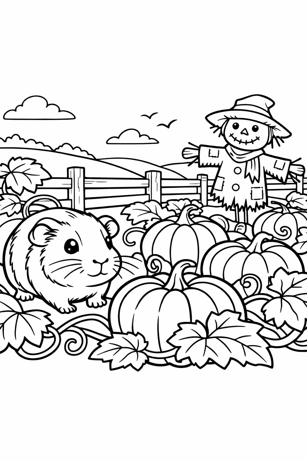 guinea pig line art coloring page | simple pet outline | easy coloring sheet