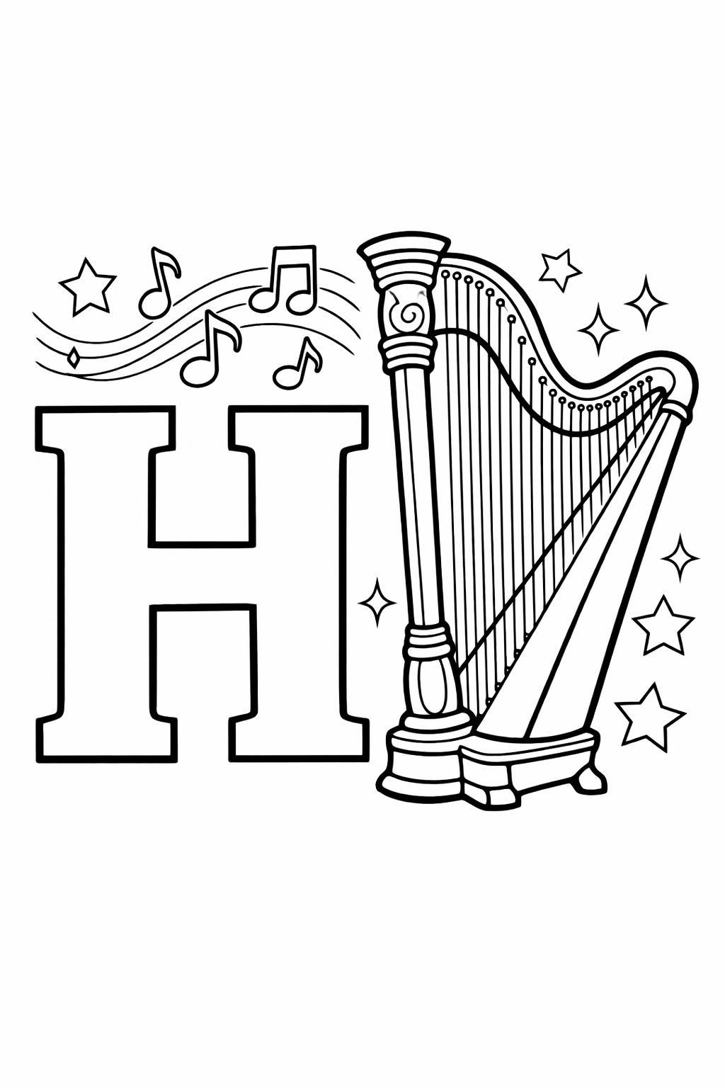 letter H doodle coloring page | creative alphabet artwork | printable kids activity