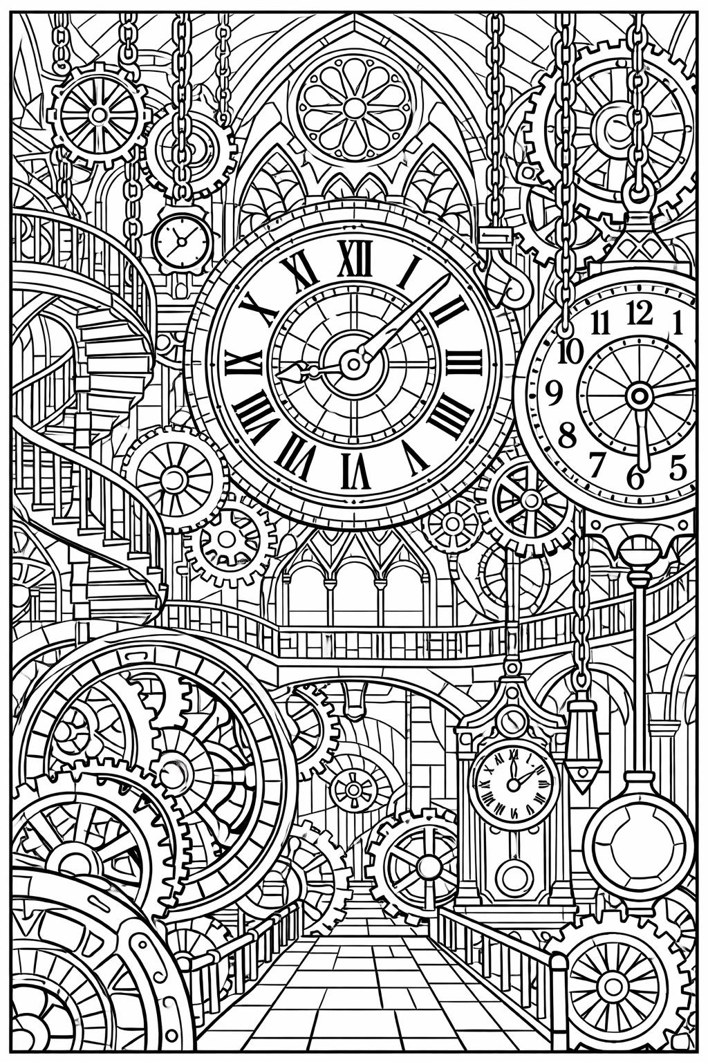 gothic cathedral coloring page | dark architecture illustration | adult coloring page