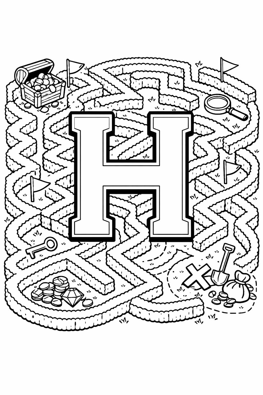 alphabet learning coloring page | letter H practice | educational printable