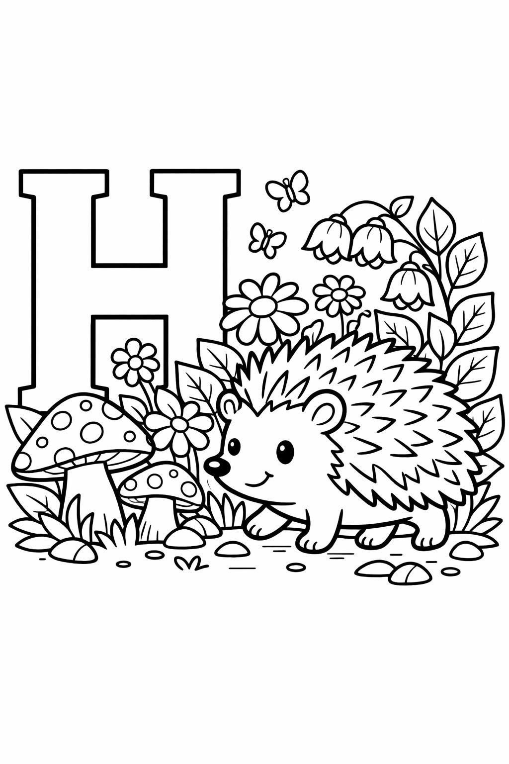 letter H printable coloring page | preschool alphabet worksheet | fun educational printable