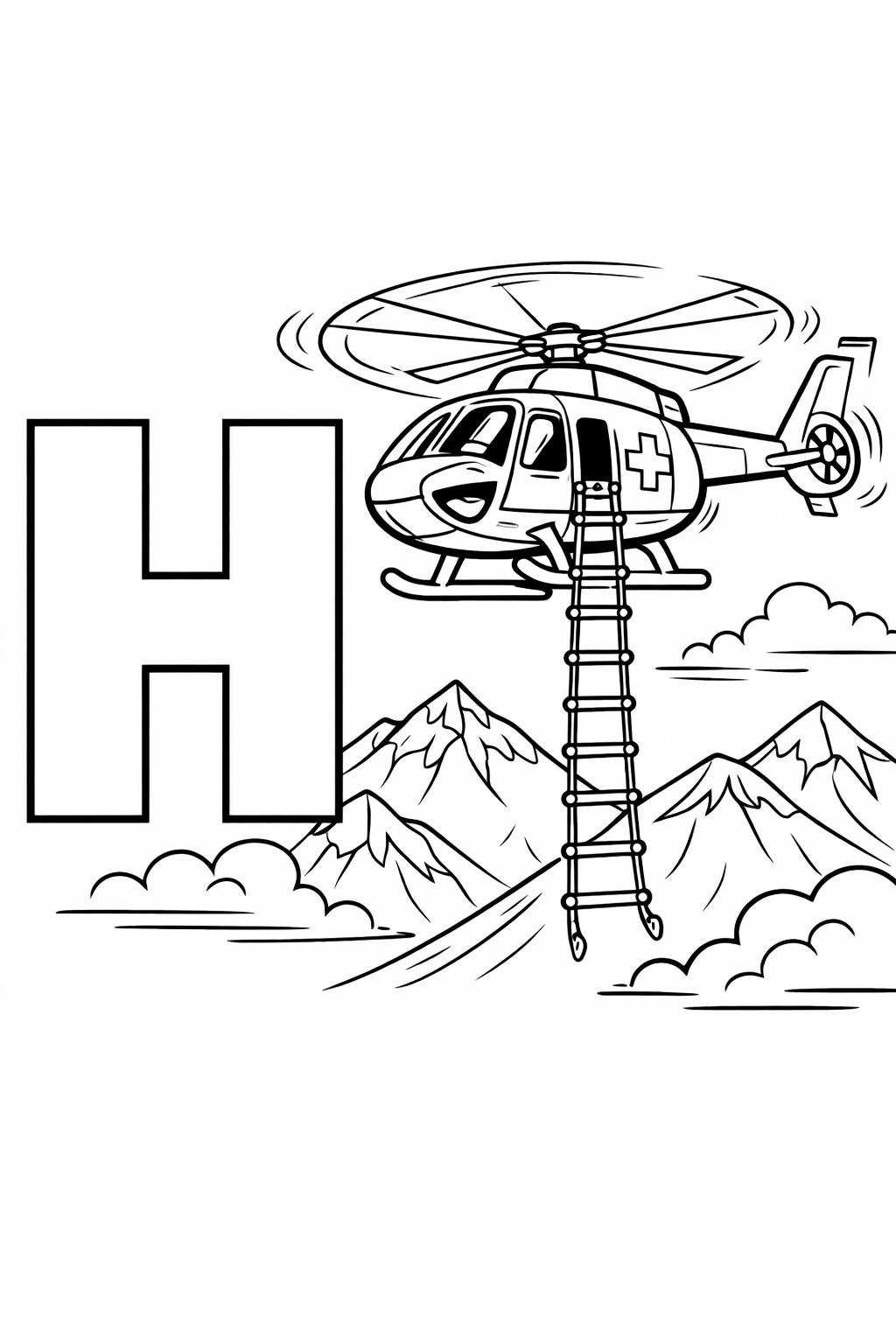 alphabet H coloring page | beginner reading activity | printable learning page