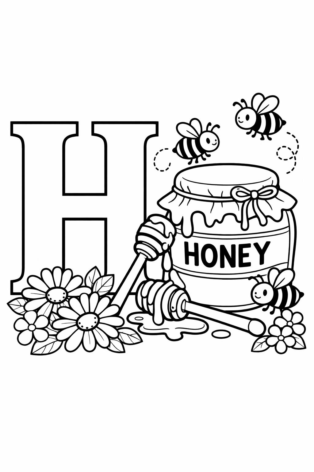 letter H tracing page | handwriting practice worksheet | educational coloring page
