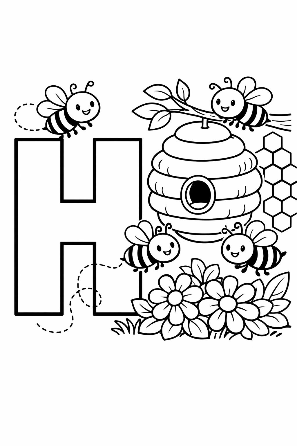 H is for heart coloring page | love themed alphabet | educational printable