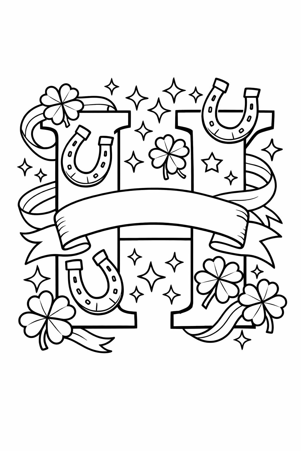 bubble letter H coloring page | large outline letter | easy coloring sheet
