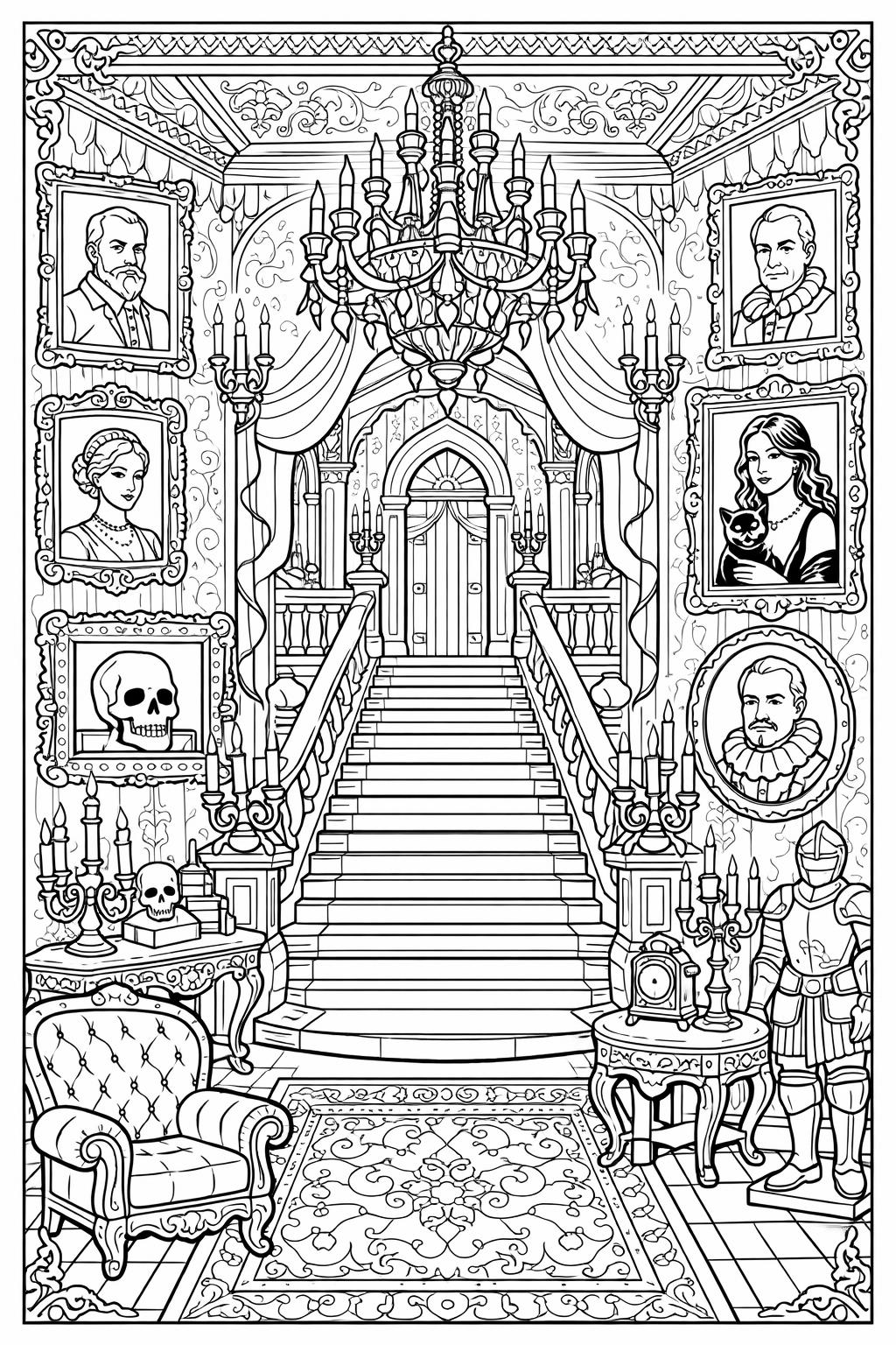 monster coloring page | terrifying fantasy creature | adult horror artwork