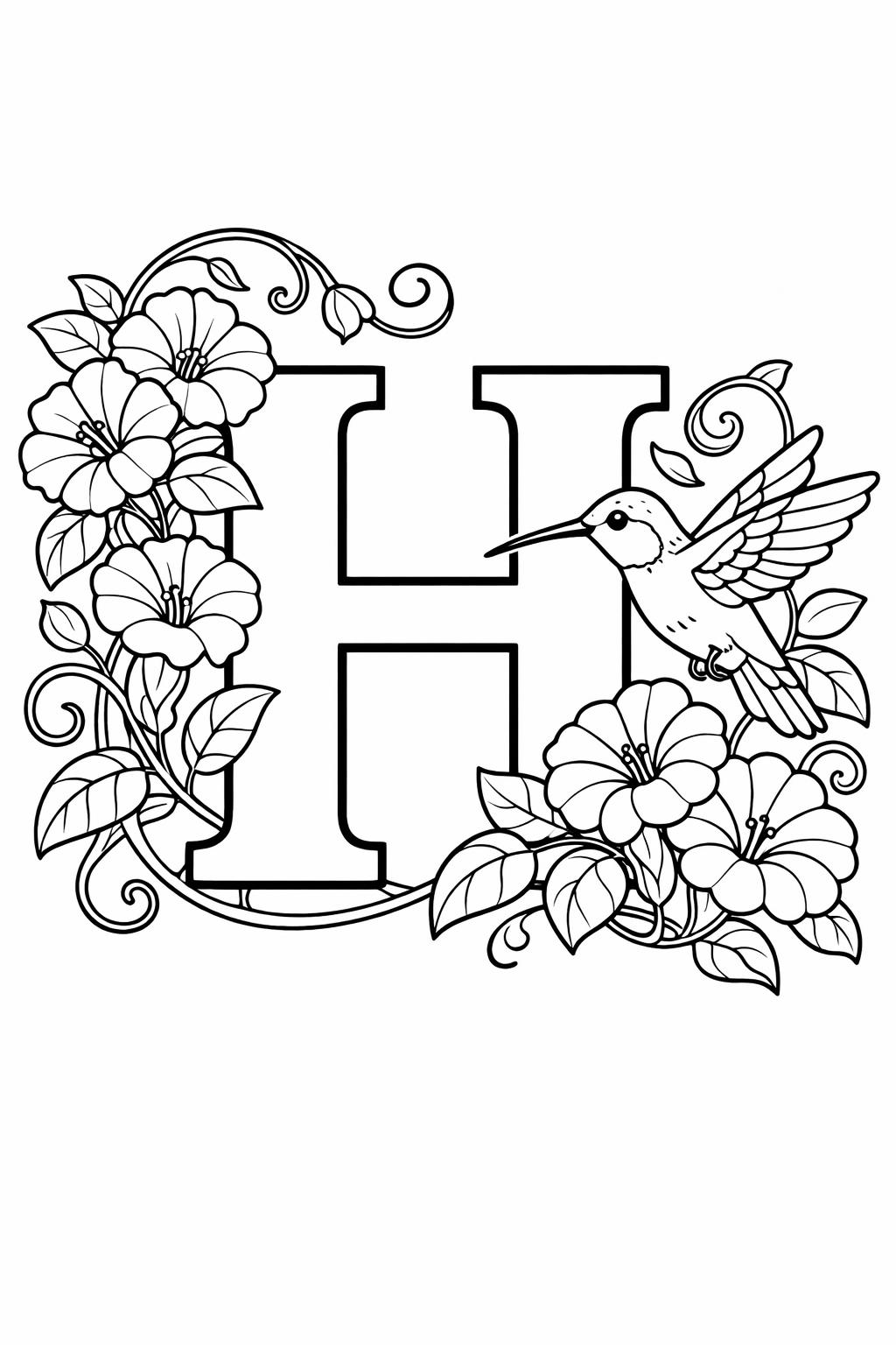 lowercase h coloring page | early literacy activity | fun alphabet page
