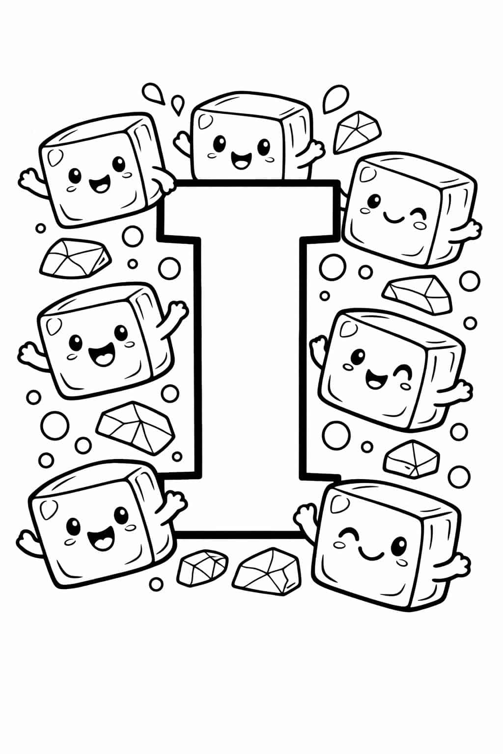 I is for ice cream coloring page | dessert alphabet activity | fun coloring sheet