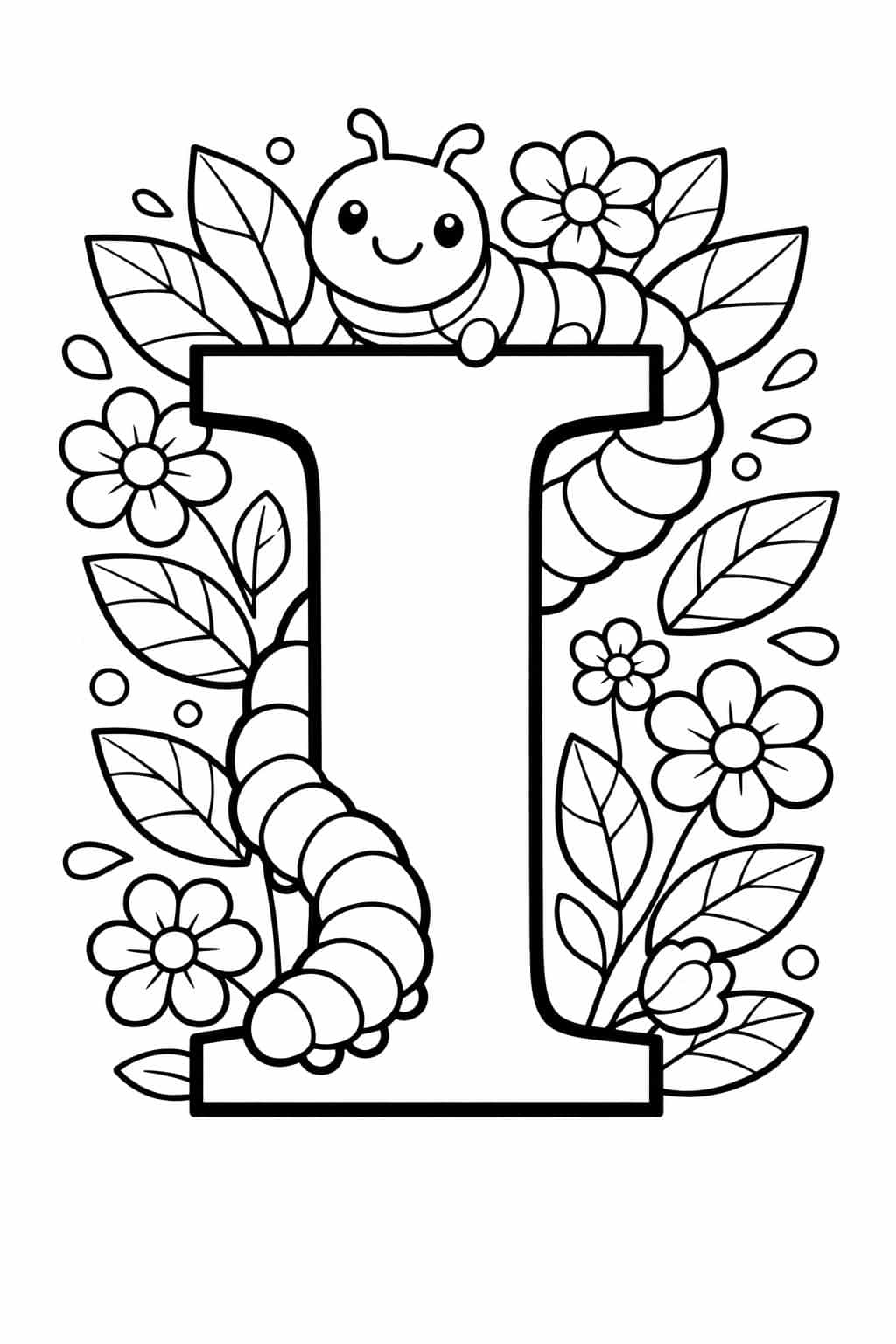 letter I animal coloring page | I is for iguana | educational coloring sheet