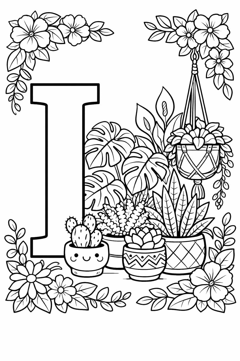 simple letter I coloring page | easy alphabet outline | beginner coloring activity