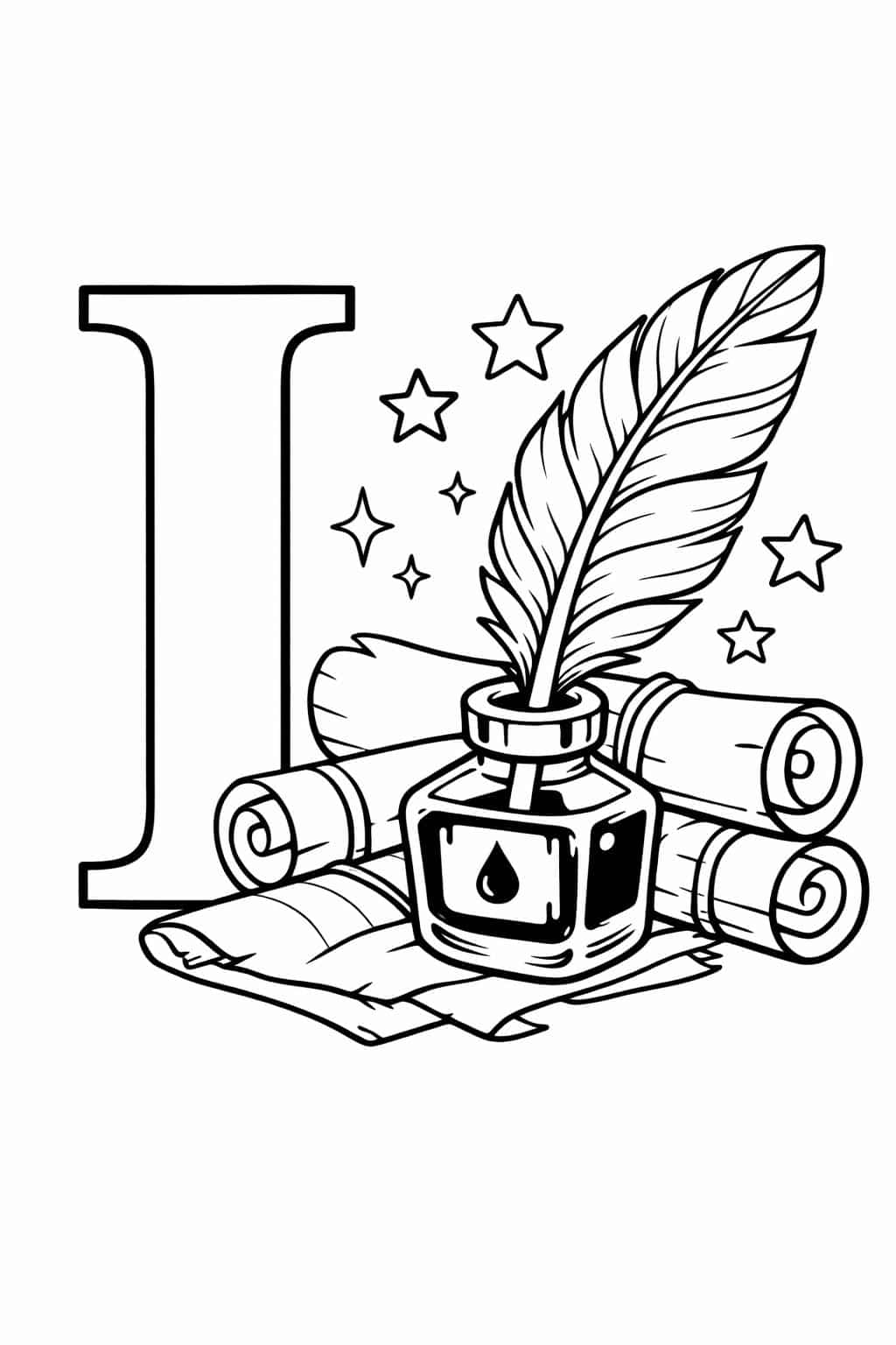 letter I mandala coloring page | decorative alphabet pattern | relaxing coloring sheet