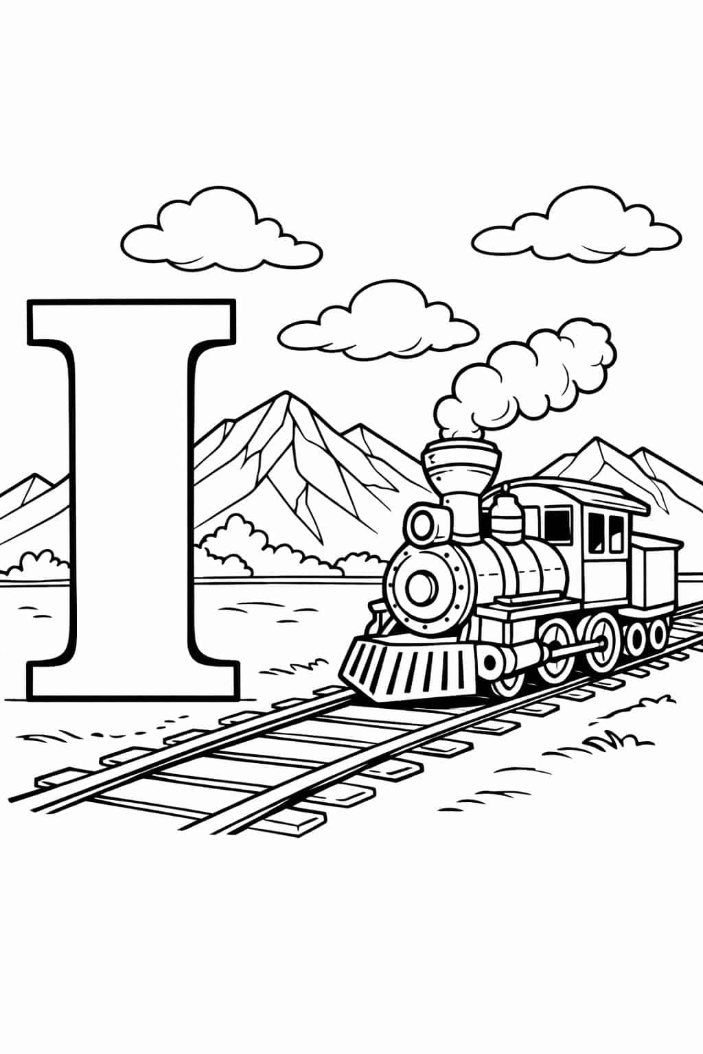 letter I tracing page | handwriting practice worksheet | educational coloring page