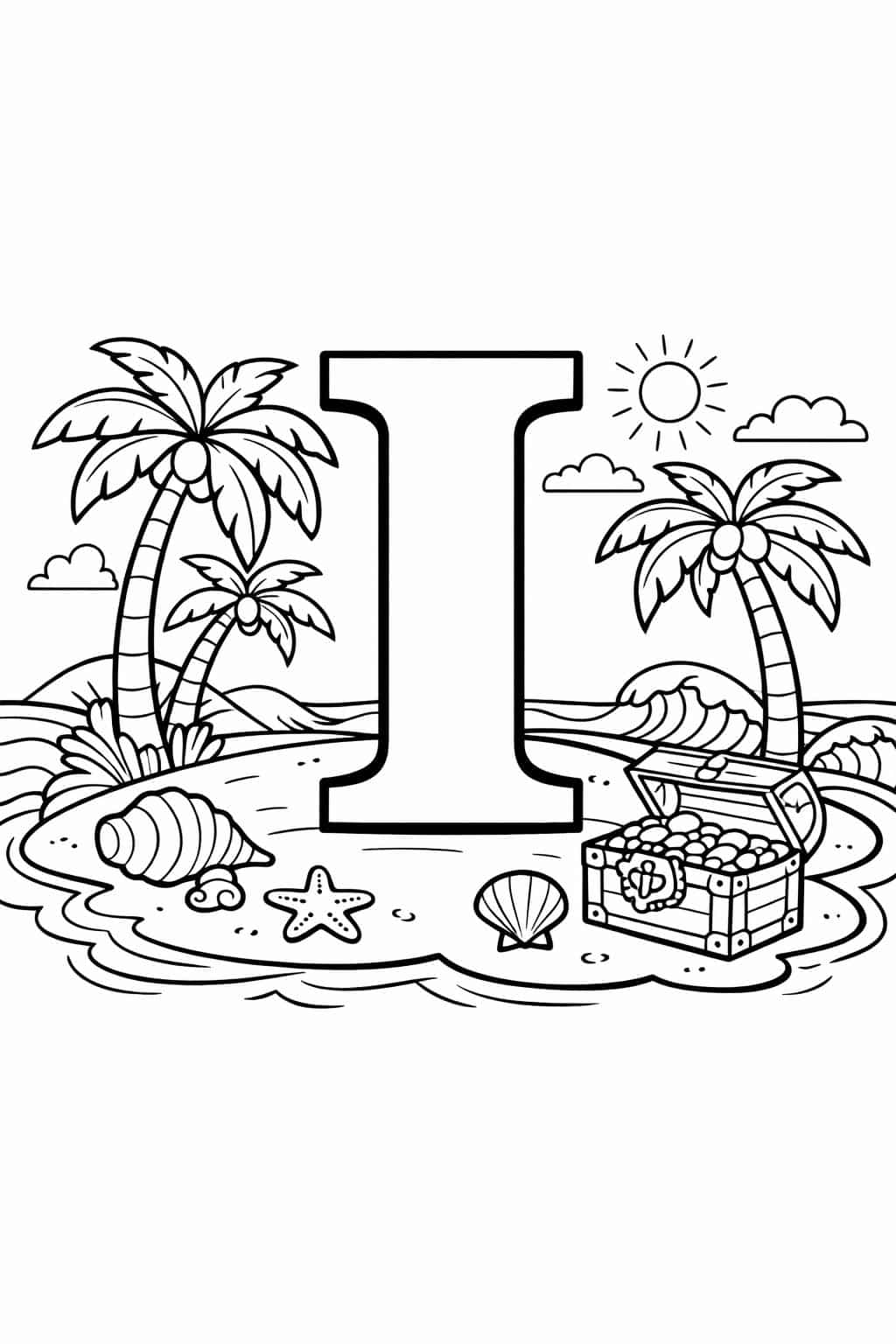 alphabet I coloring page | beginner reading activity | printable learning page
