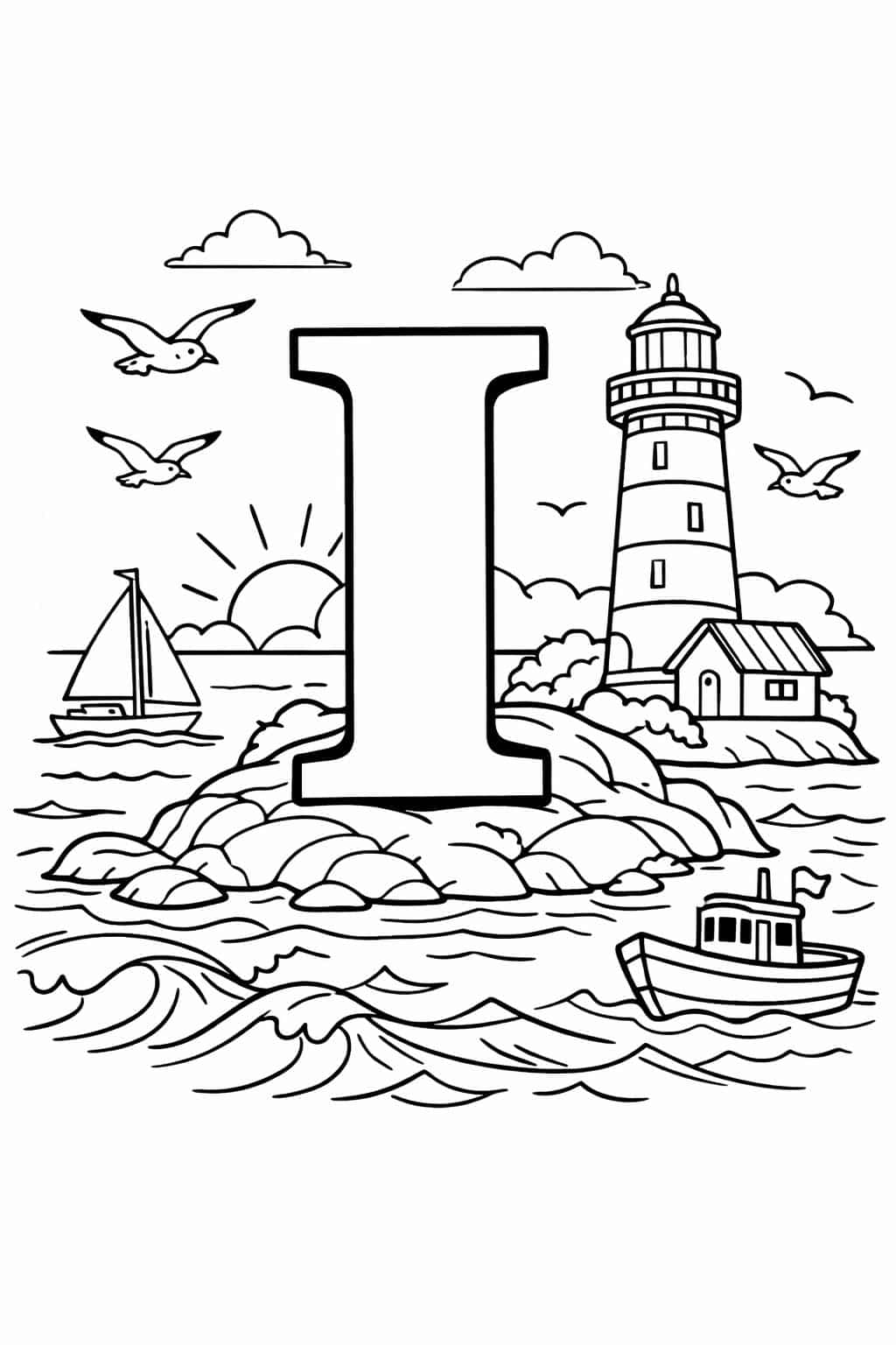 I is for iron coloring page | household object alphabet | creative kids activity