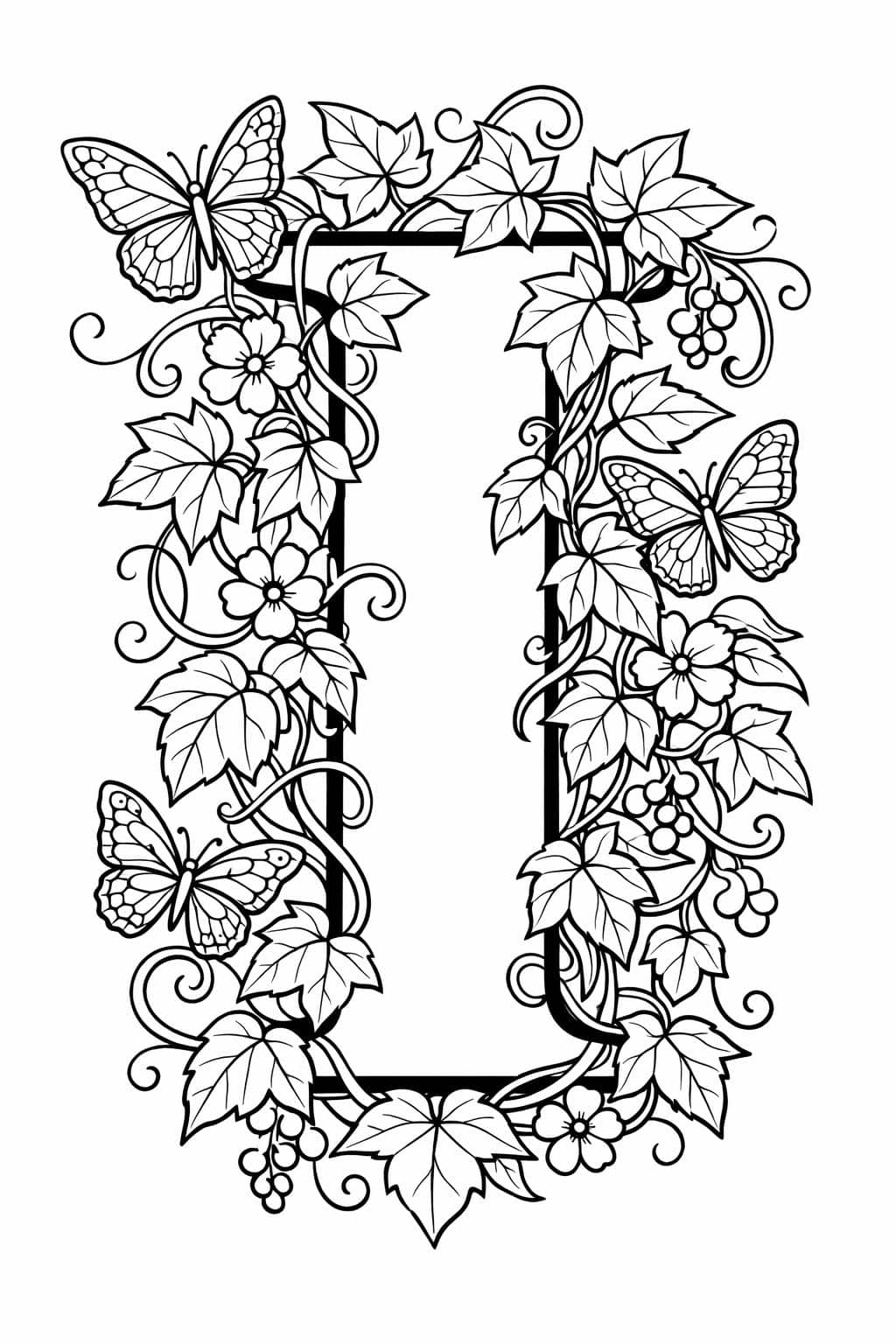 large letter I coloring page | bold alphabet design | preschool activity sheet