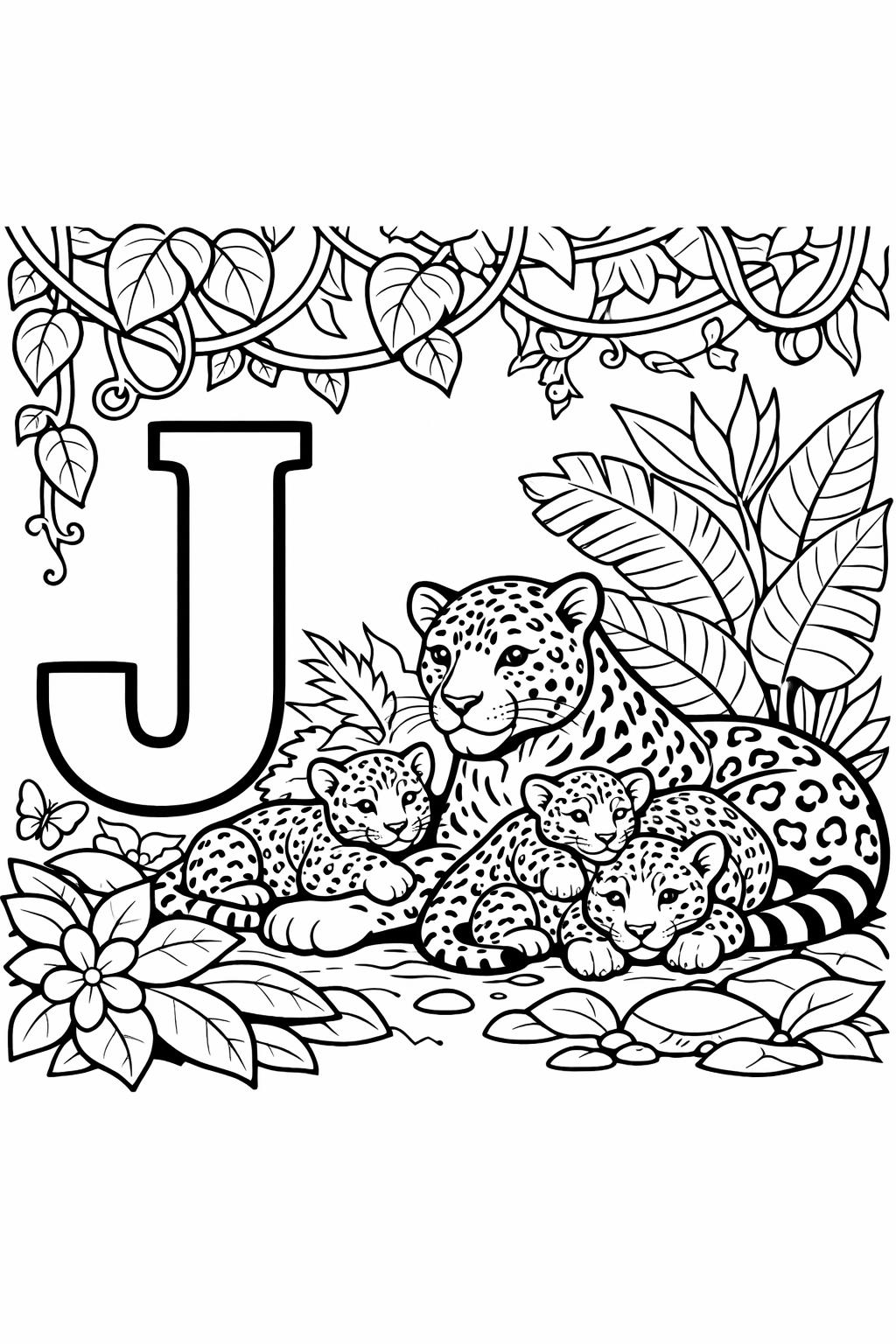 letter J objects page | words that start with J | educational coloring sheet