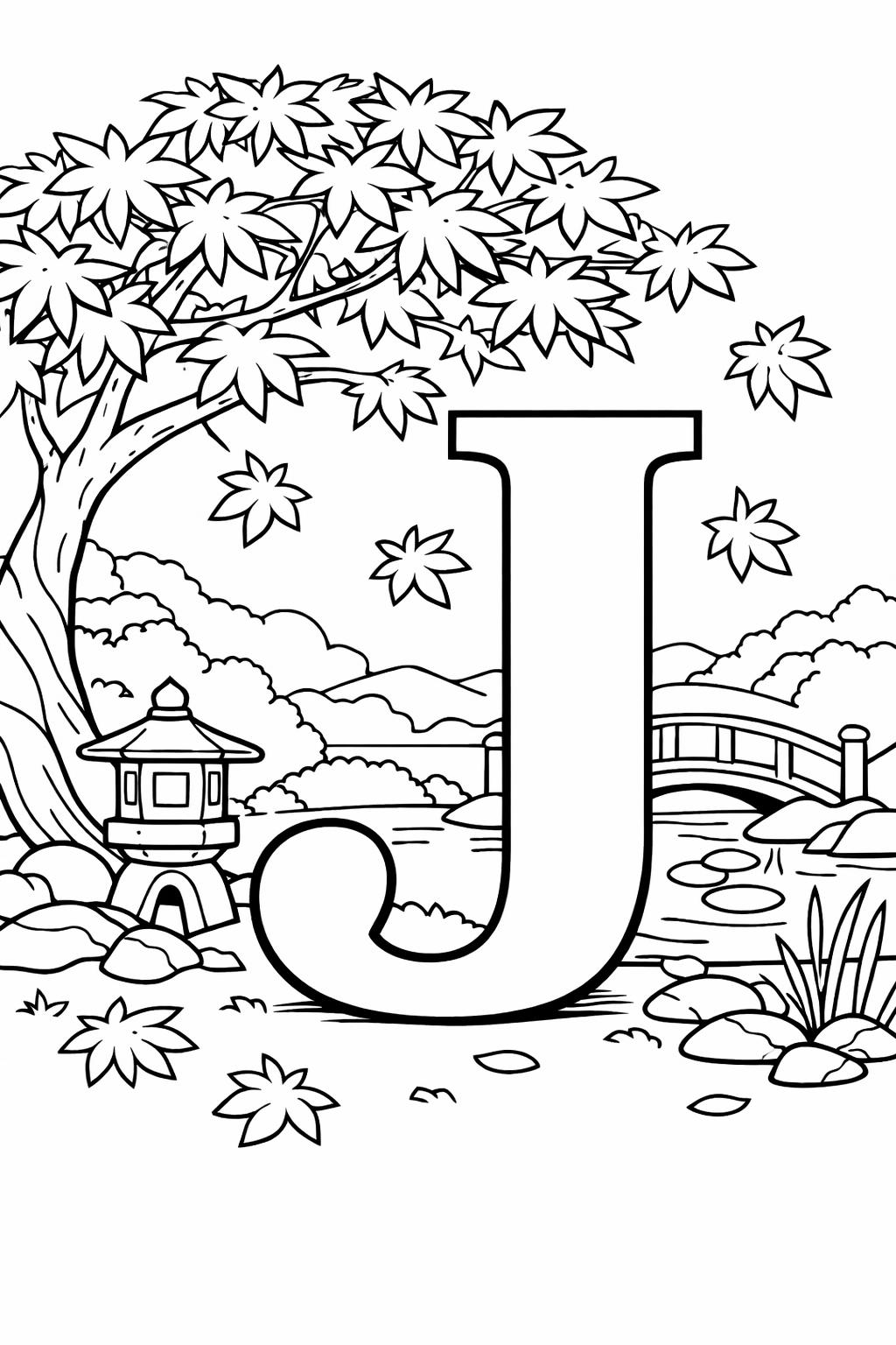J is for juice coloring page | drink alphabet illustration | educational printable