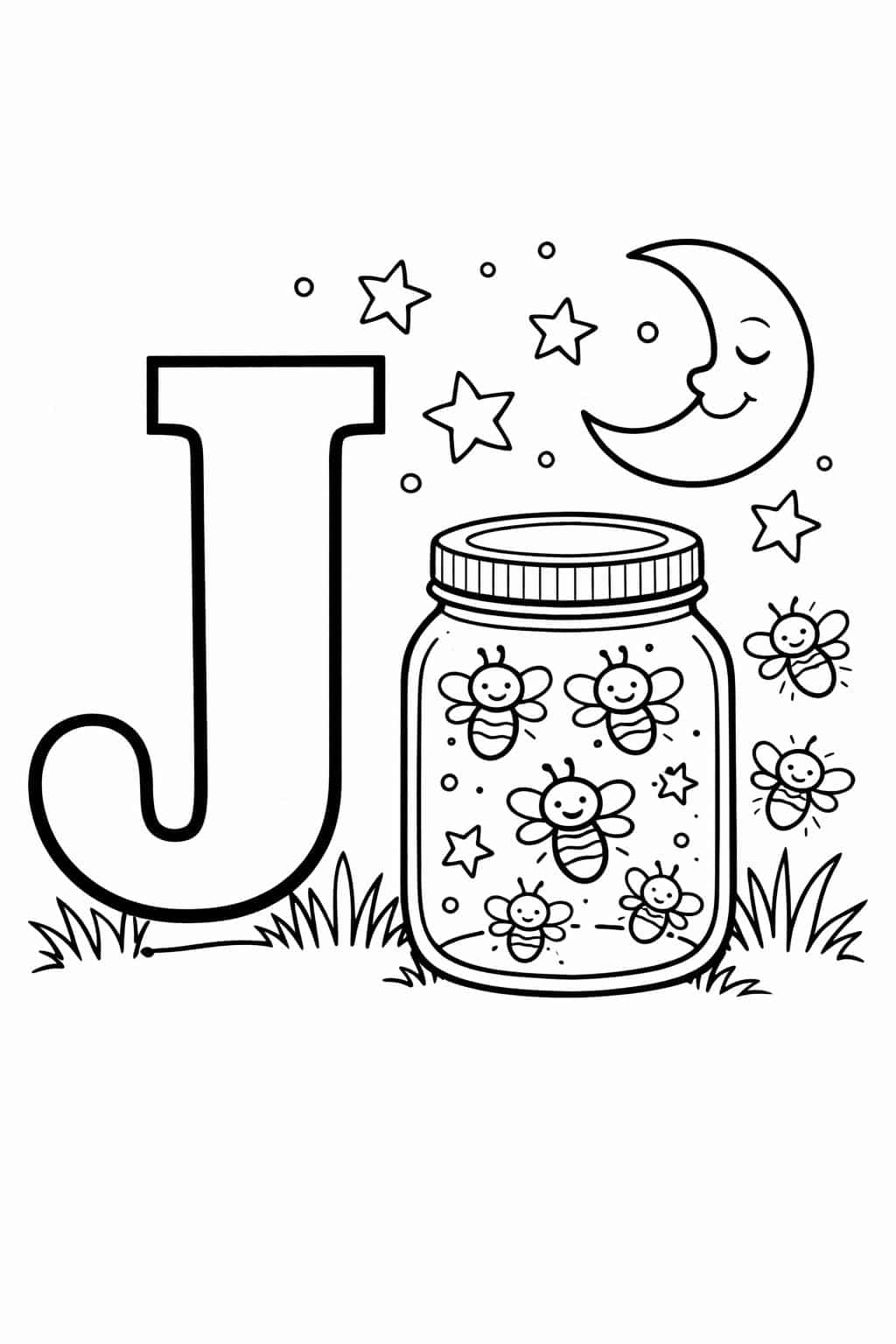 letter J tracing page | handwriting practice worksheet | educational coloring page
