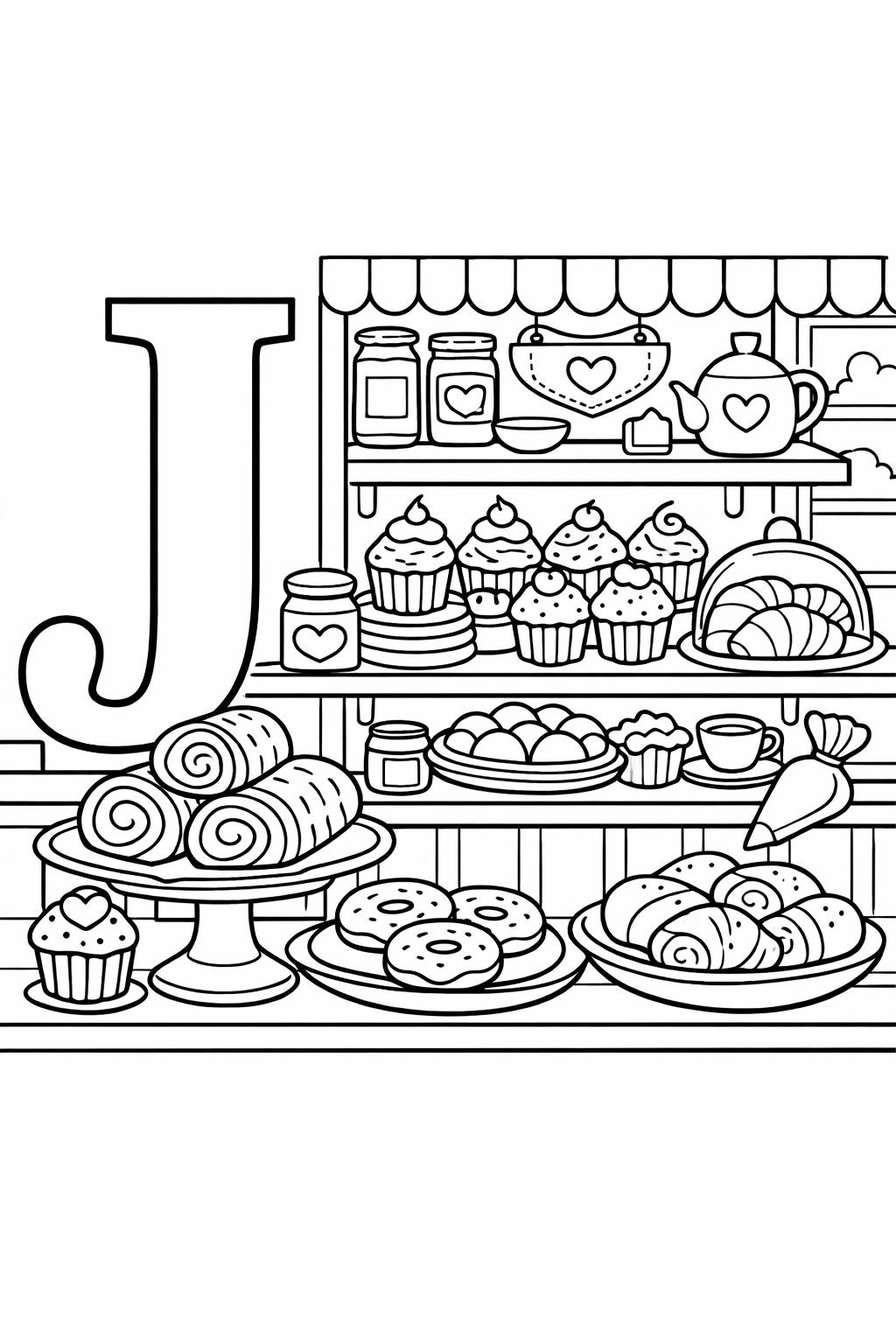 printable letter J coloring page | alphabet themed worksheet | early learning fun